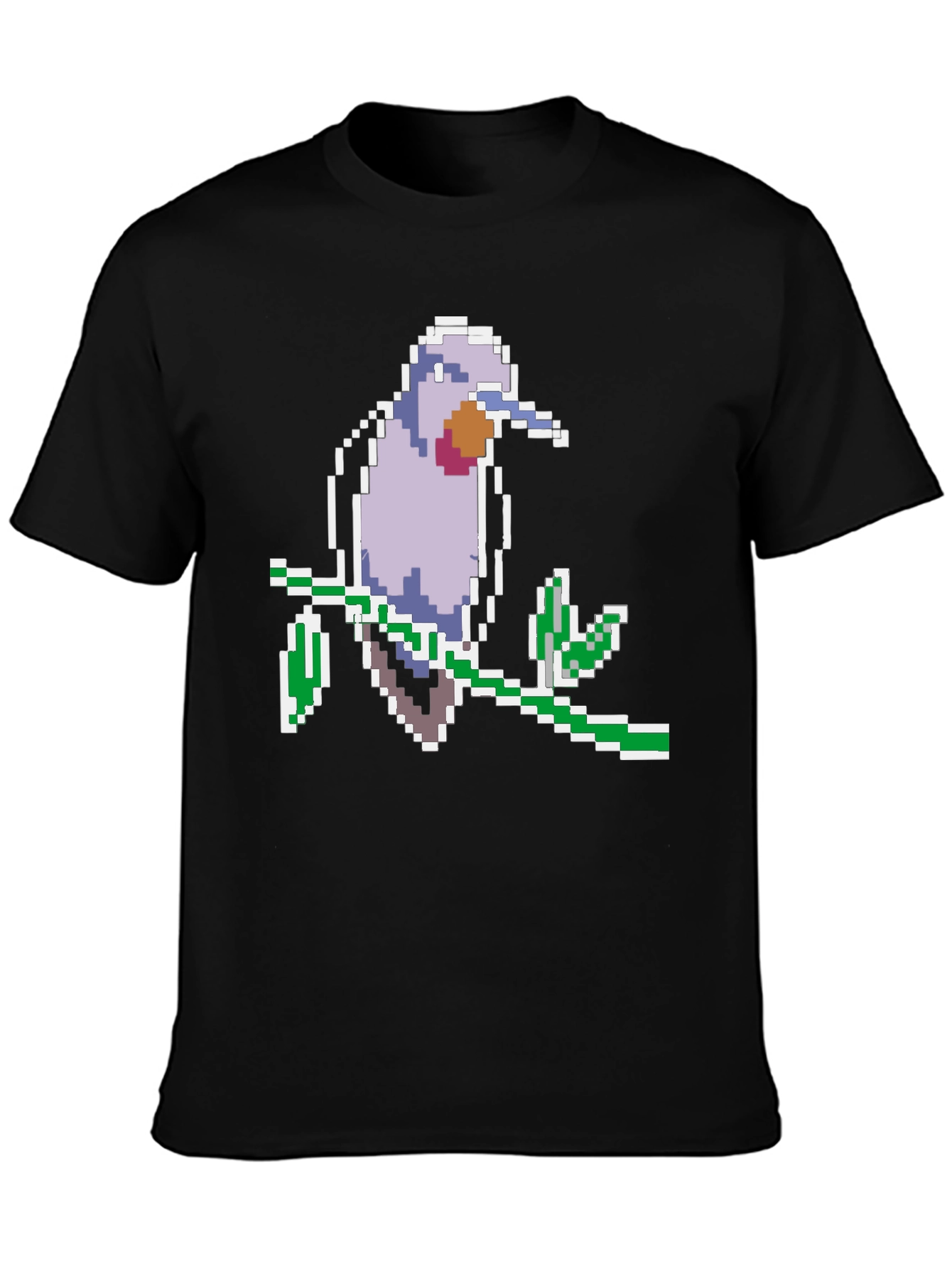 Pixel Bird Graphic Tee - Black Cotton Comfort