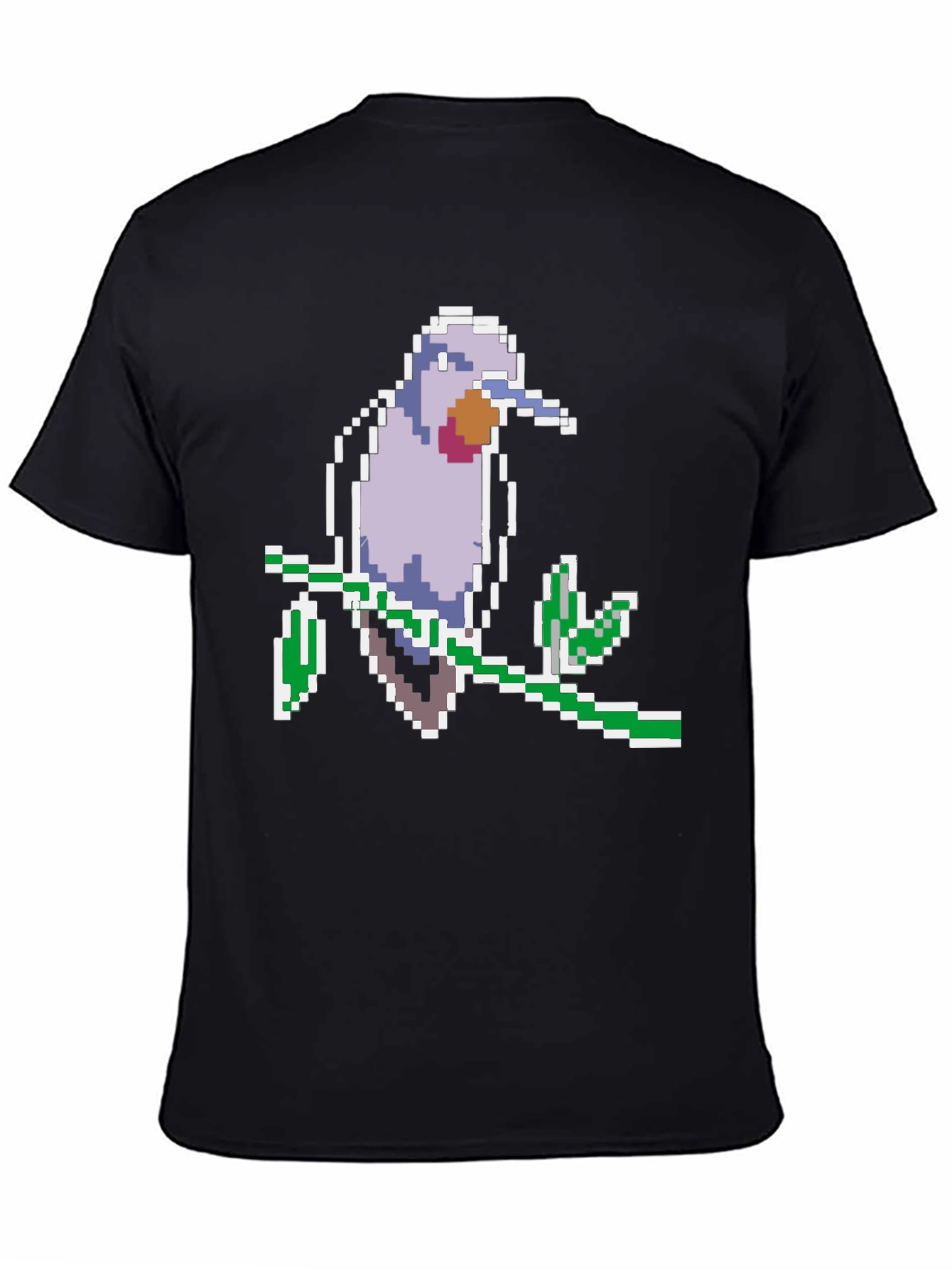 Pixel Bird Graphic Tee - Black Cotton Comfort