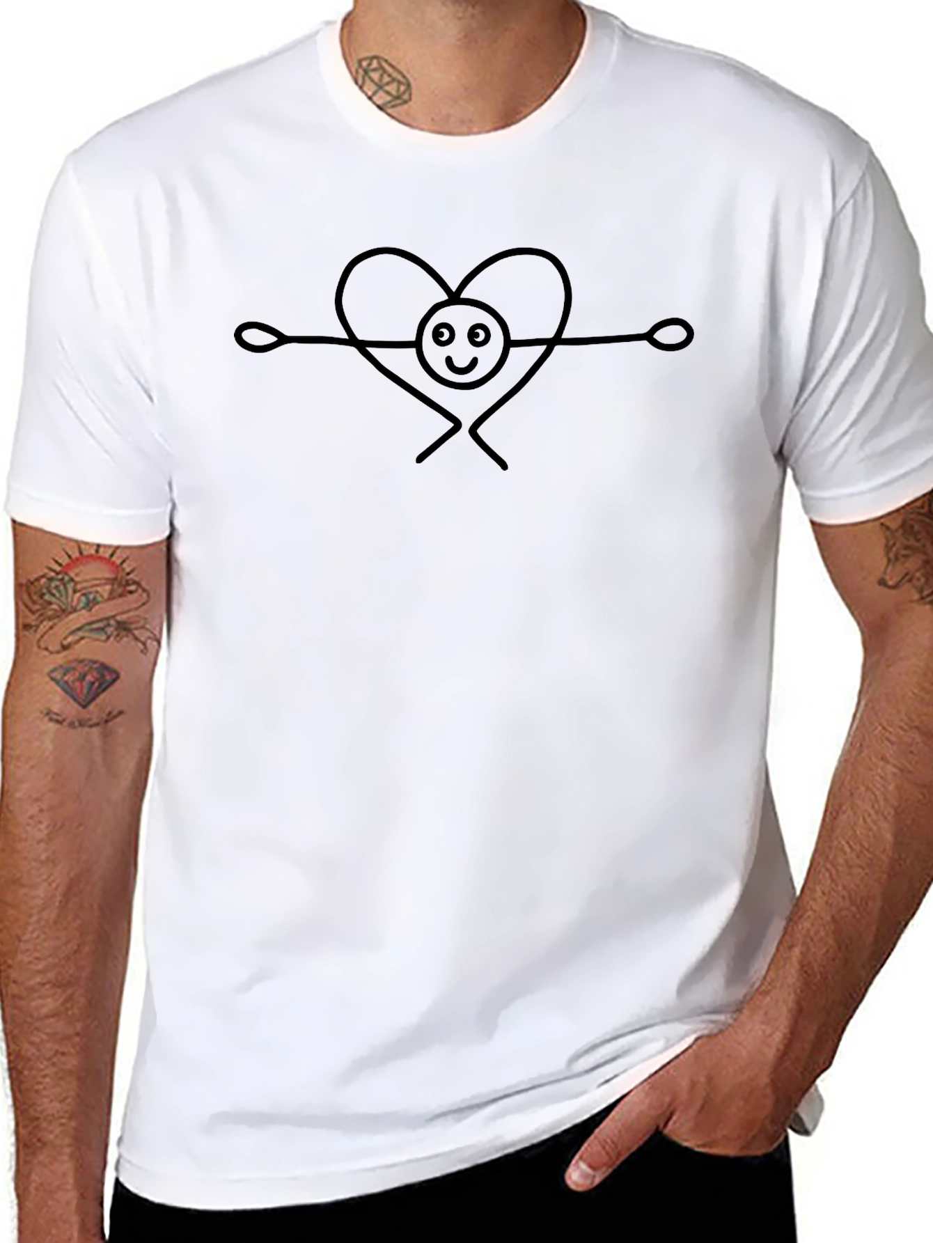 Heart Embrace Graphic T-Shirt - Casual Black Tee