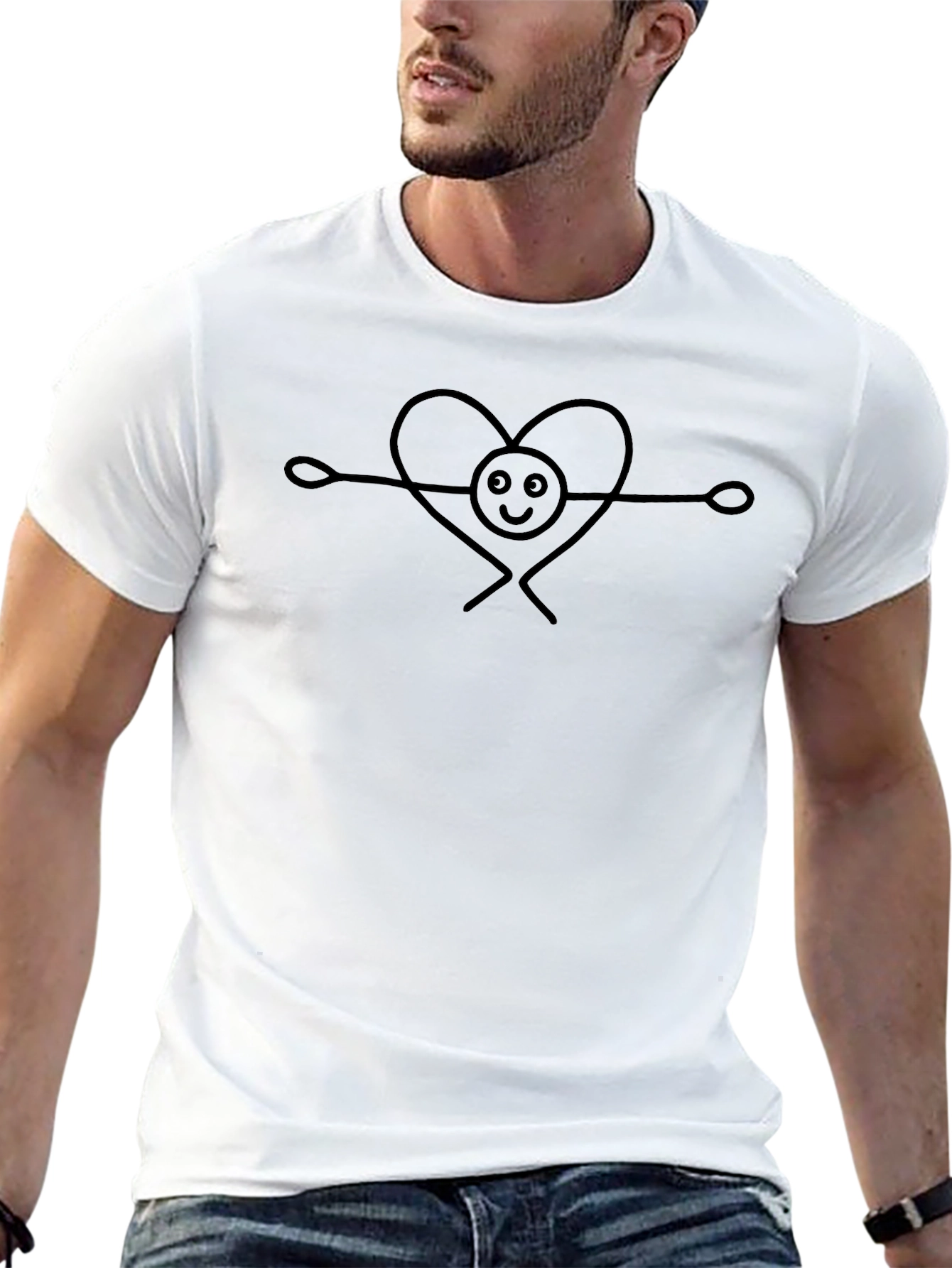 Heart Embrace Graphic T-Shirt - Casual Black Tee