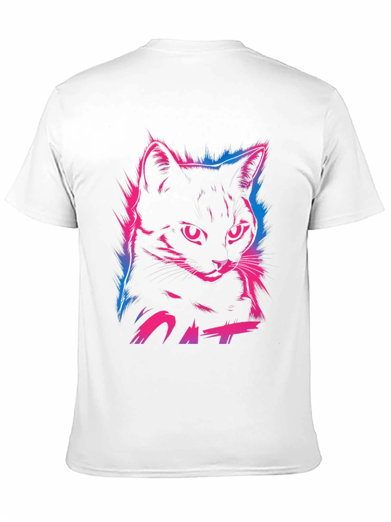 Neon Cat Graphic Print T-Shirt - Cool Streetwear Style