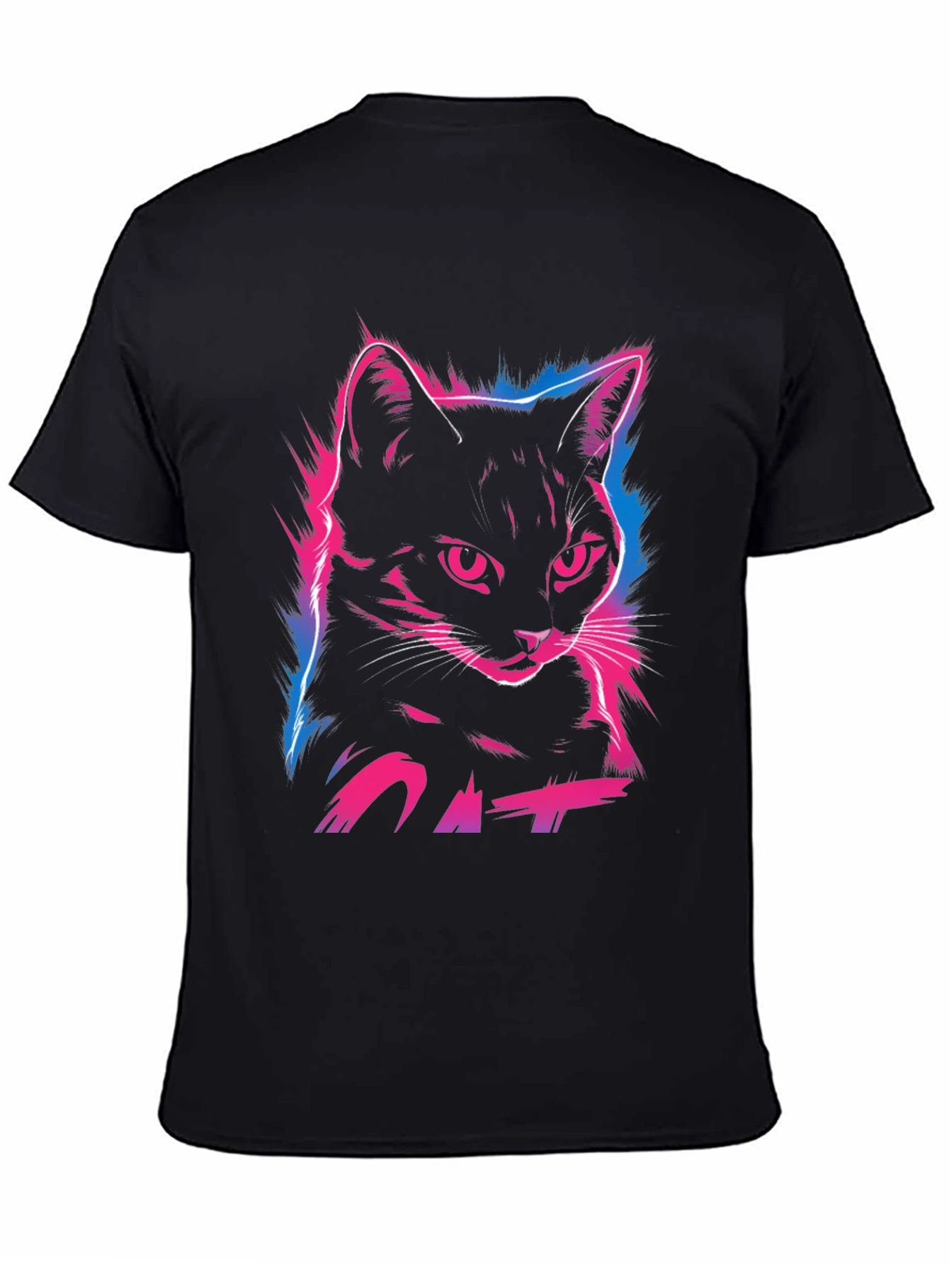 Neon Cat Graphic Print T-Shirt - Cool Streetwear Style