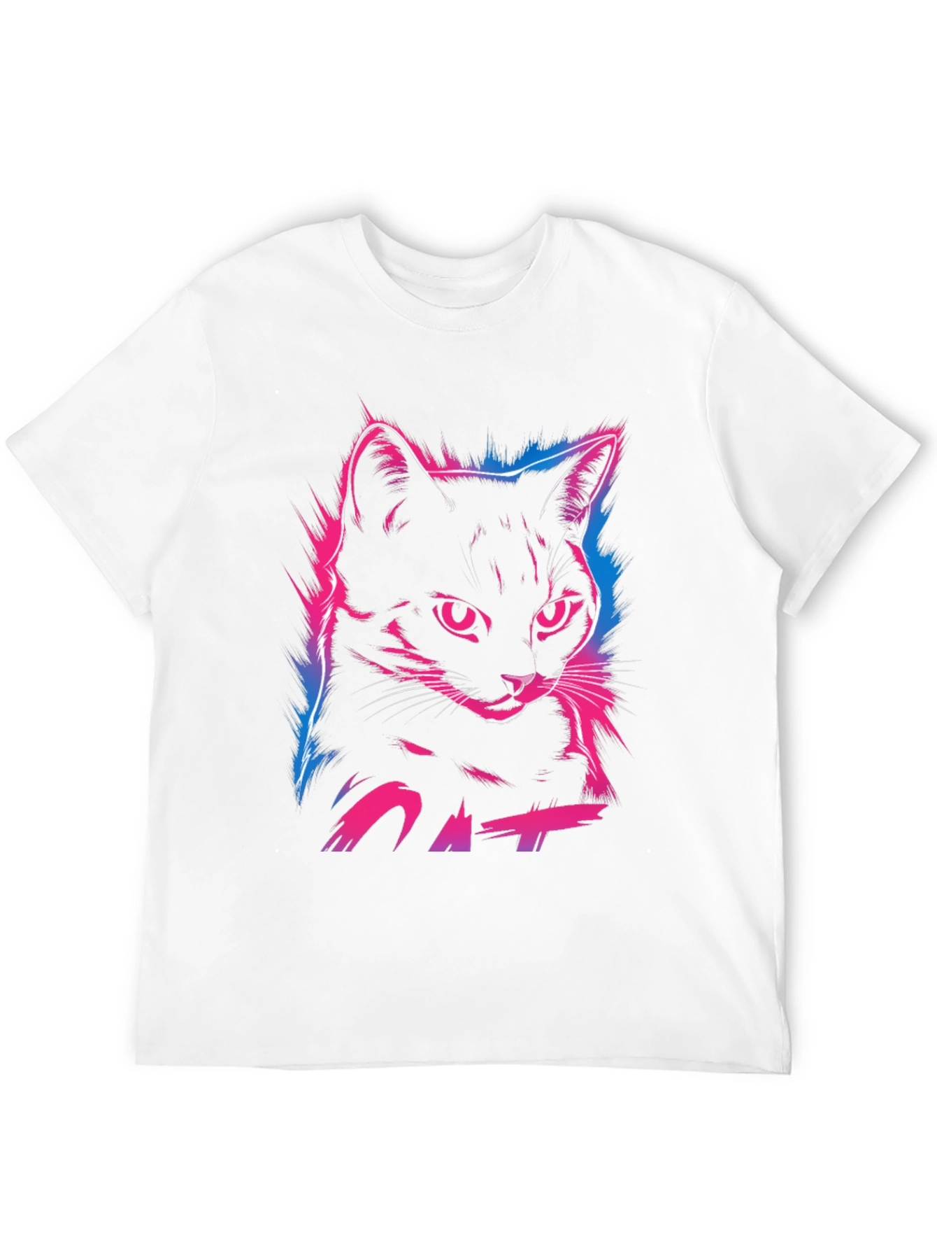 Neon Cat Graphic Print T-Shirt - Cool Streetwear Style