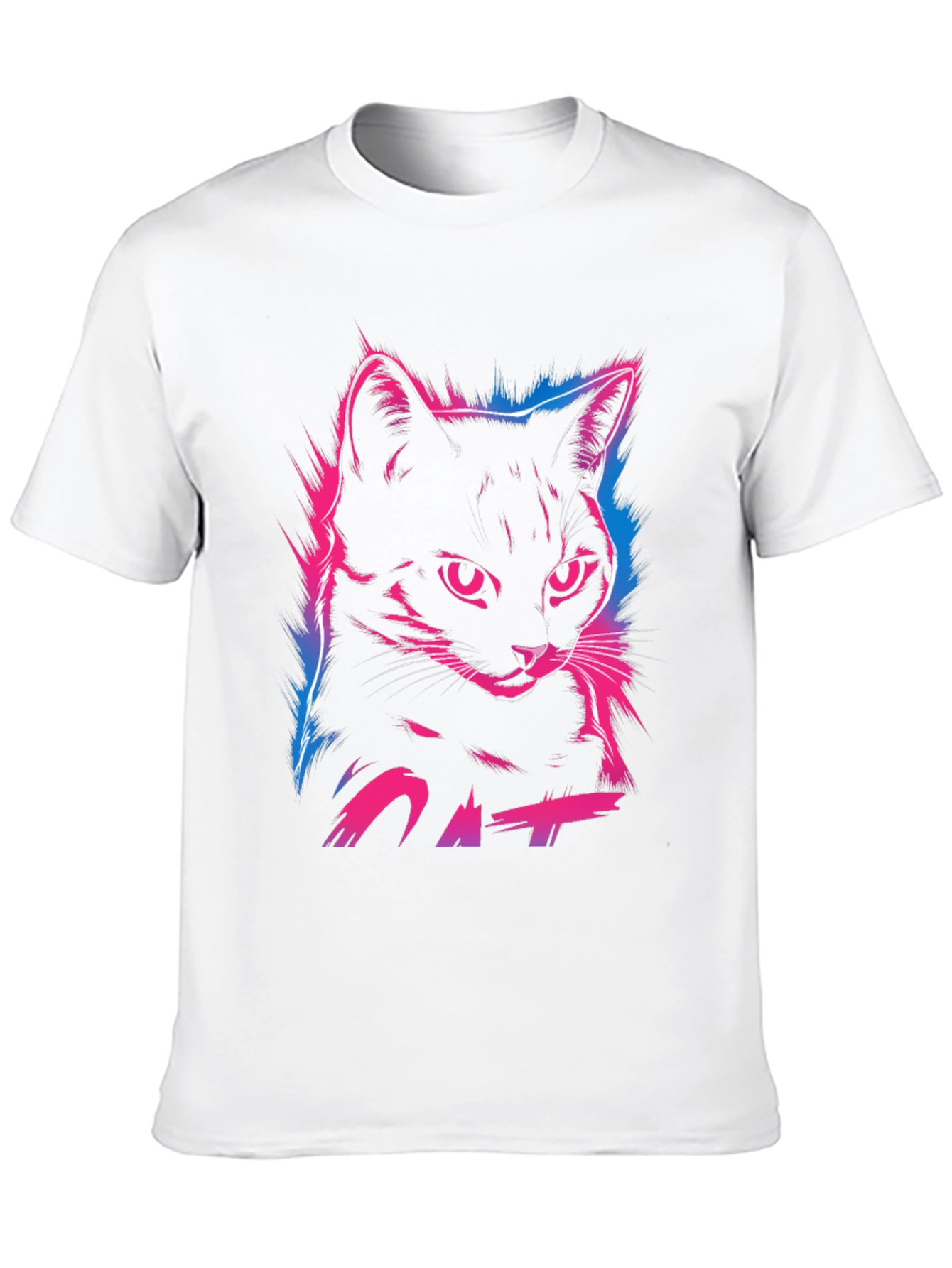 Neon Cat Graphic Print T-Shirt - Cool Streetwear Style
