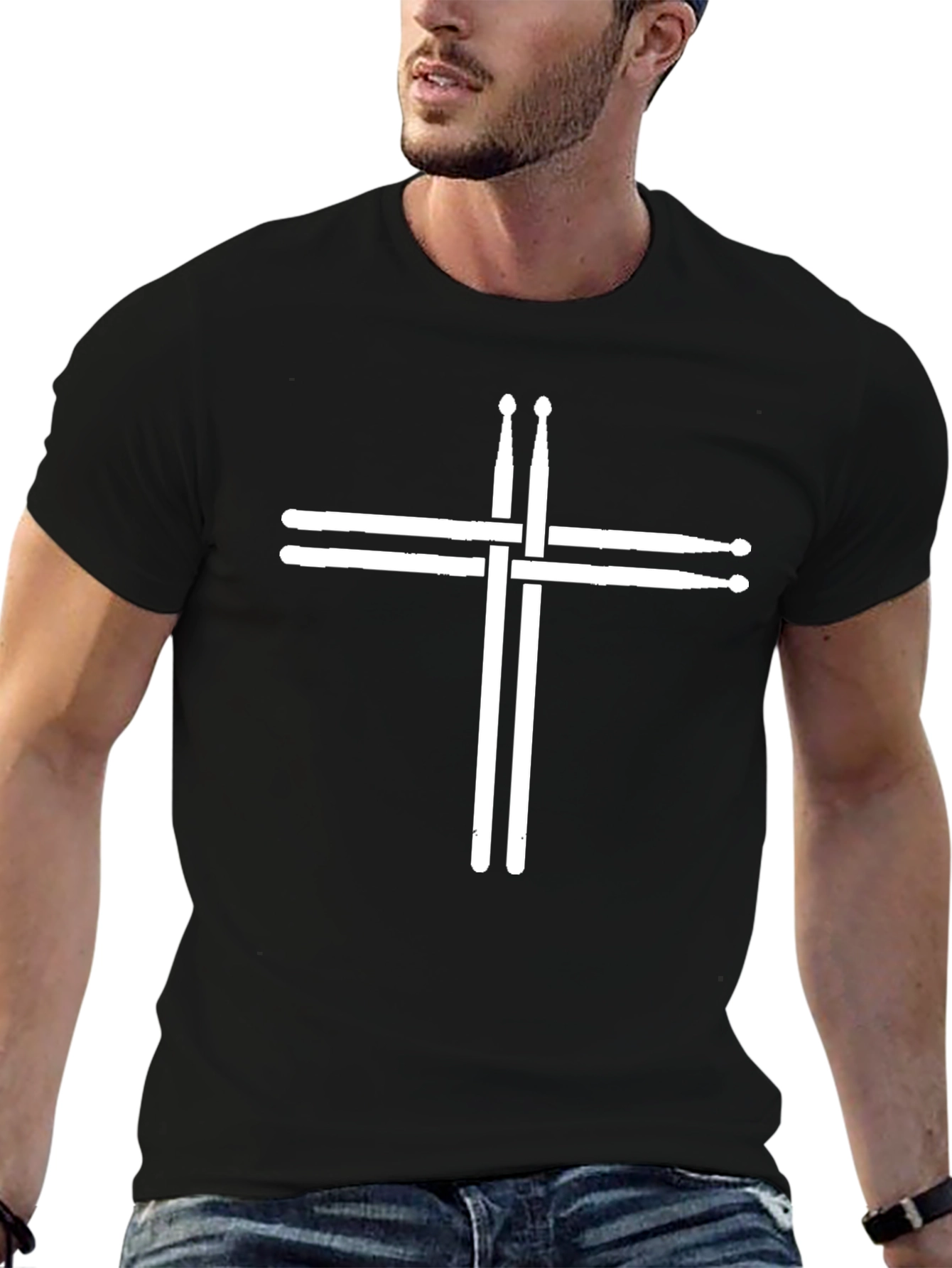 Drumsticks Cross Black Graphic Tee