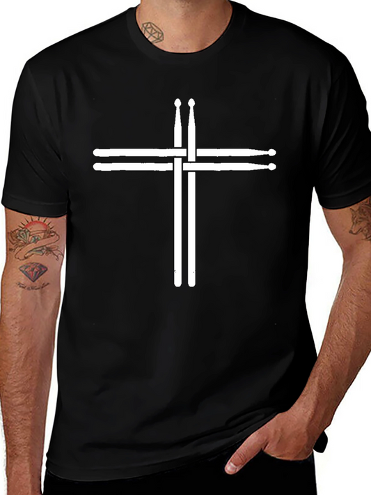 Drumsticks Cross Black Graphic Tee