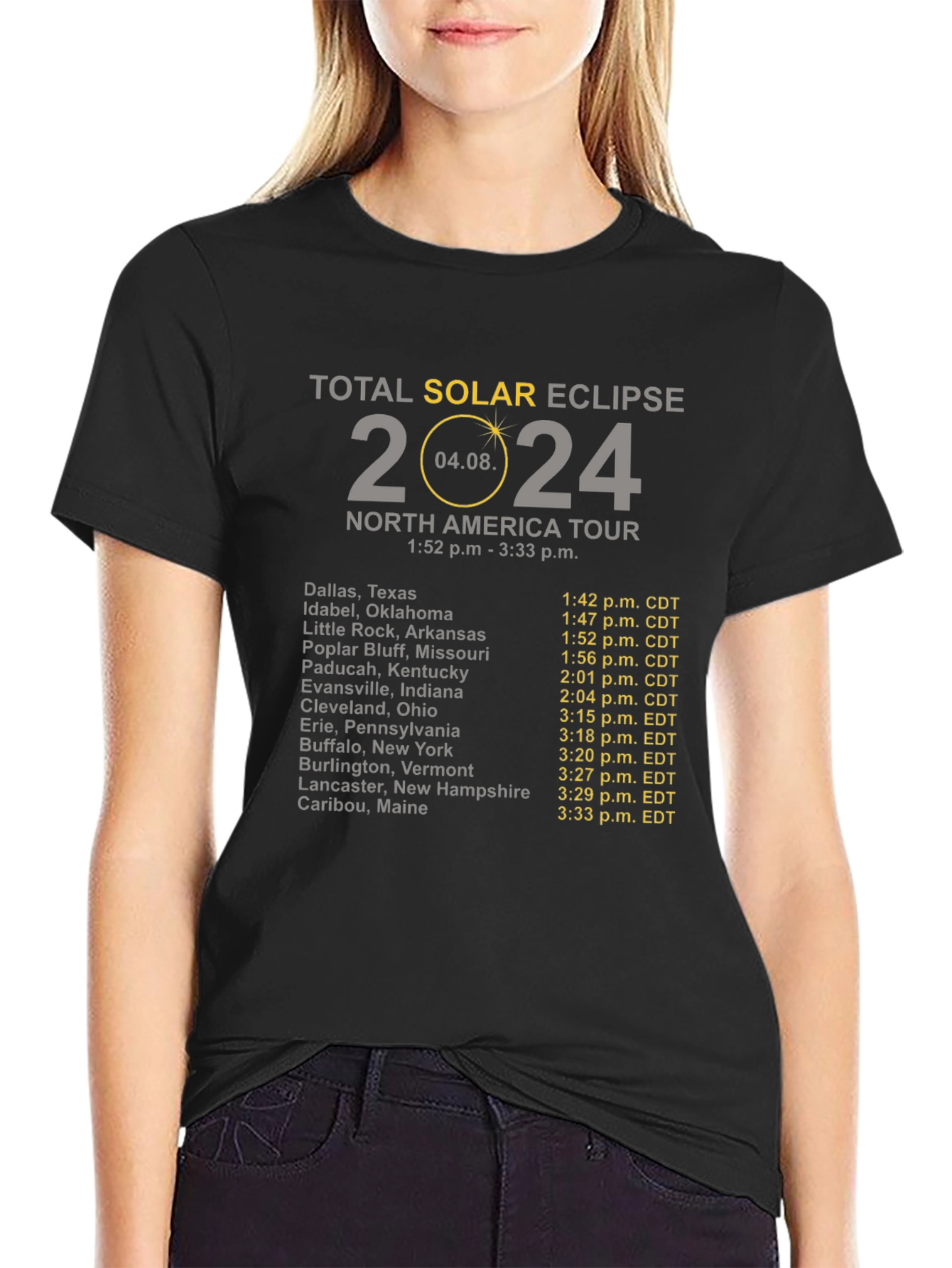 Total Solar Eclipse 2024 North America Tour T-Shirt