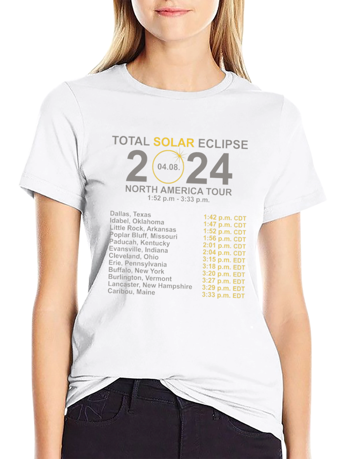 Total Solar Eclipse 2024 North America Tour T-Shirt