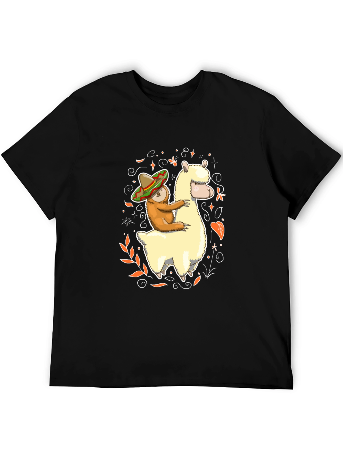 Sloth Riding Llama T-Shirt Funny Fiesta Animal Tee