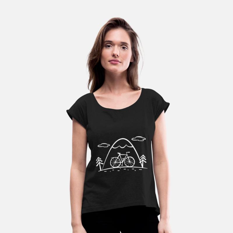 Cartoon bike tour with mountains and forest