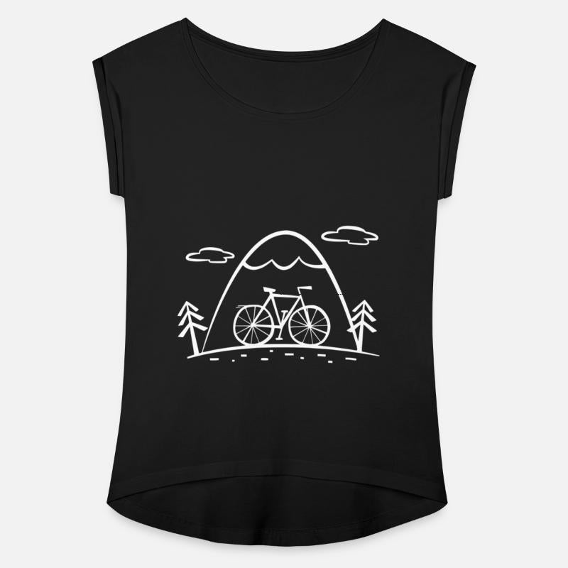 Cartoon bike tour with mountains and forest