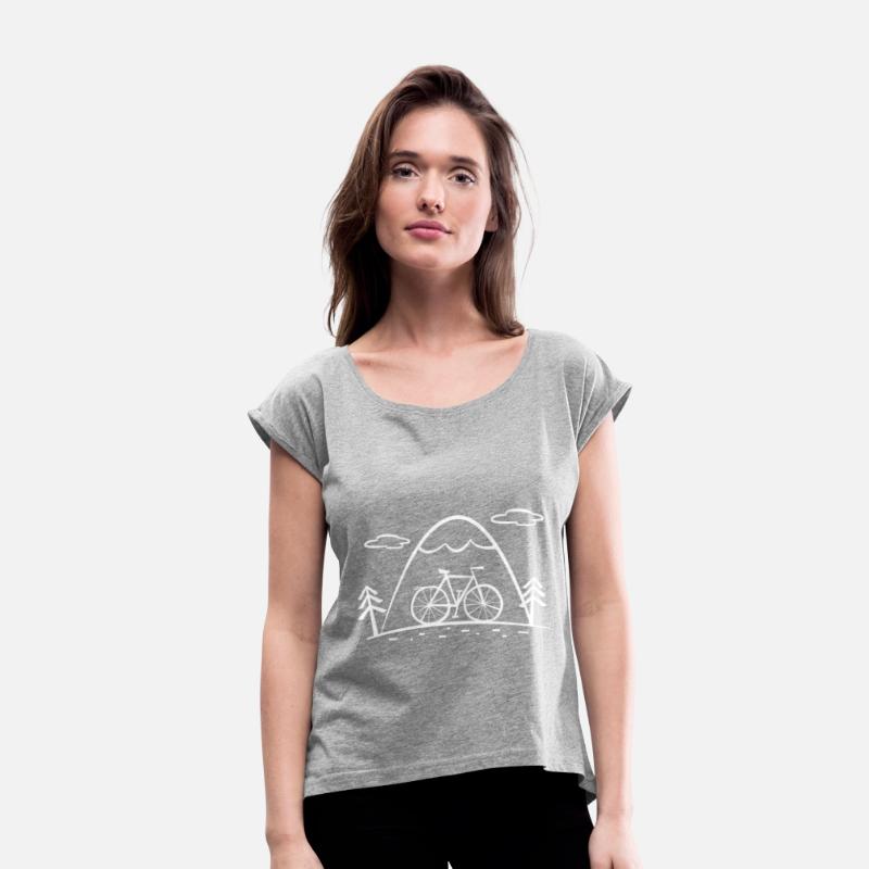 Cartoon bike tour with mountains and forest