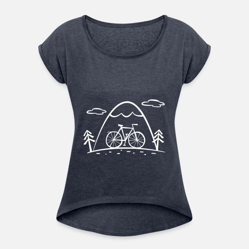 Cartoon bike tour with mountains and forest