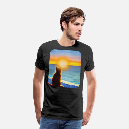Cat watching sunset Classic T-Shirt