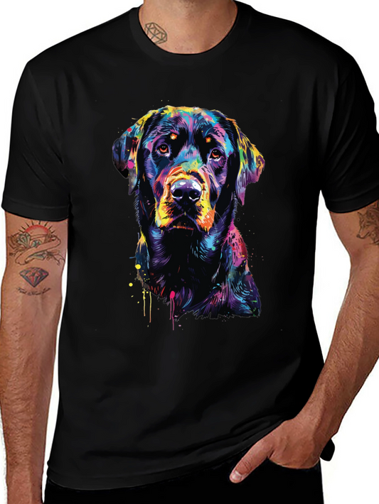 Colorful Rottweiler Dog Graphic Print T-Shirt