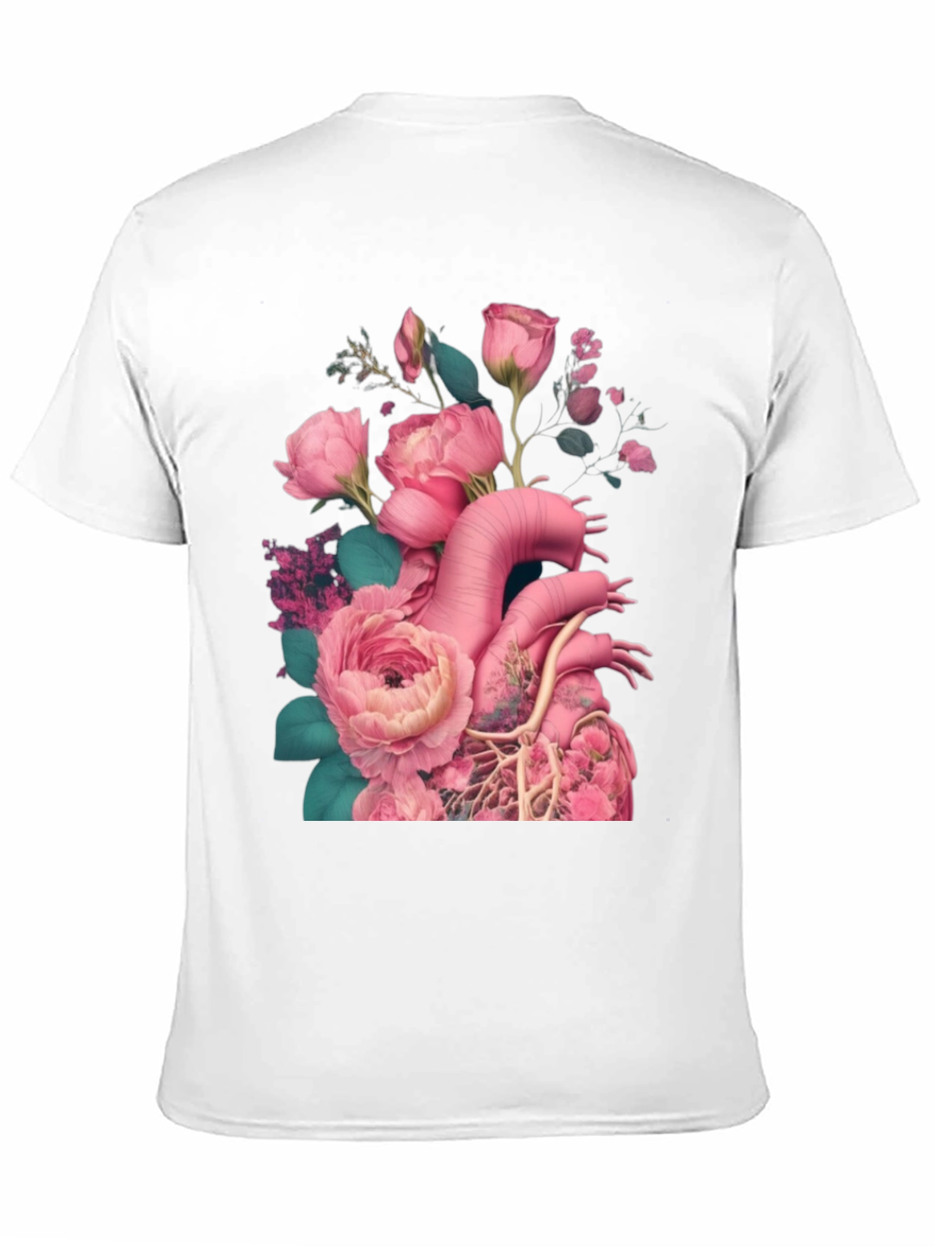 Floral Heart Graphic Black T-Shirt