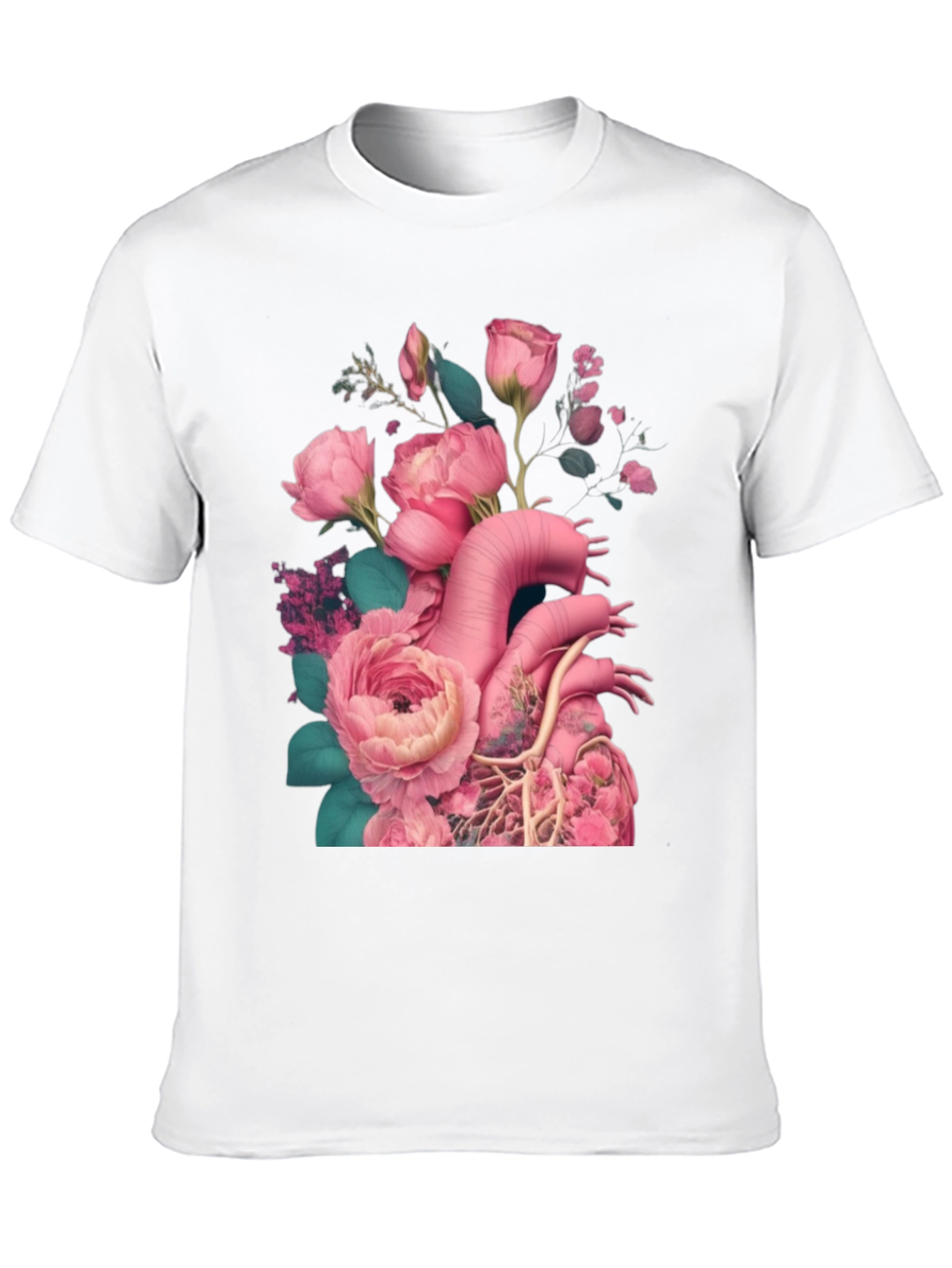 Floral Heart Graphic Black T-Shirt