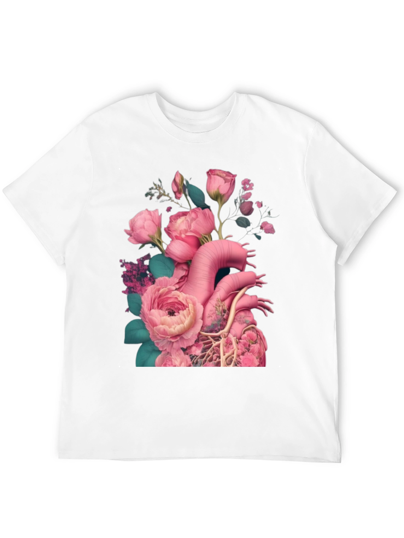 Floral Heart Graphic Black T-Shirt