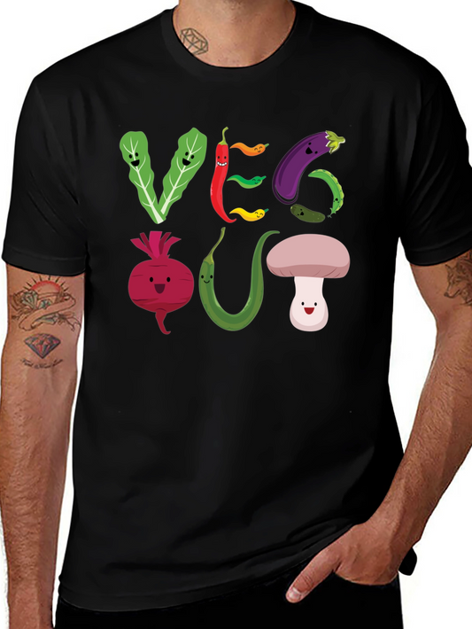 Veg Out T-Shirt - Cute Cartoon Vegetables