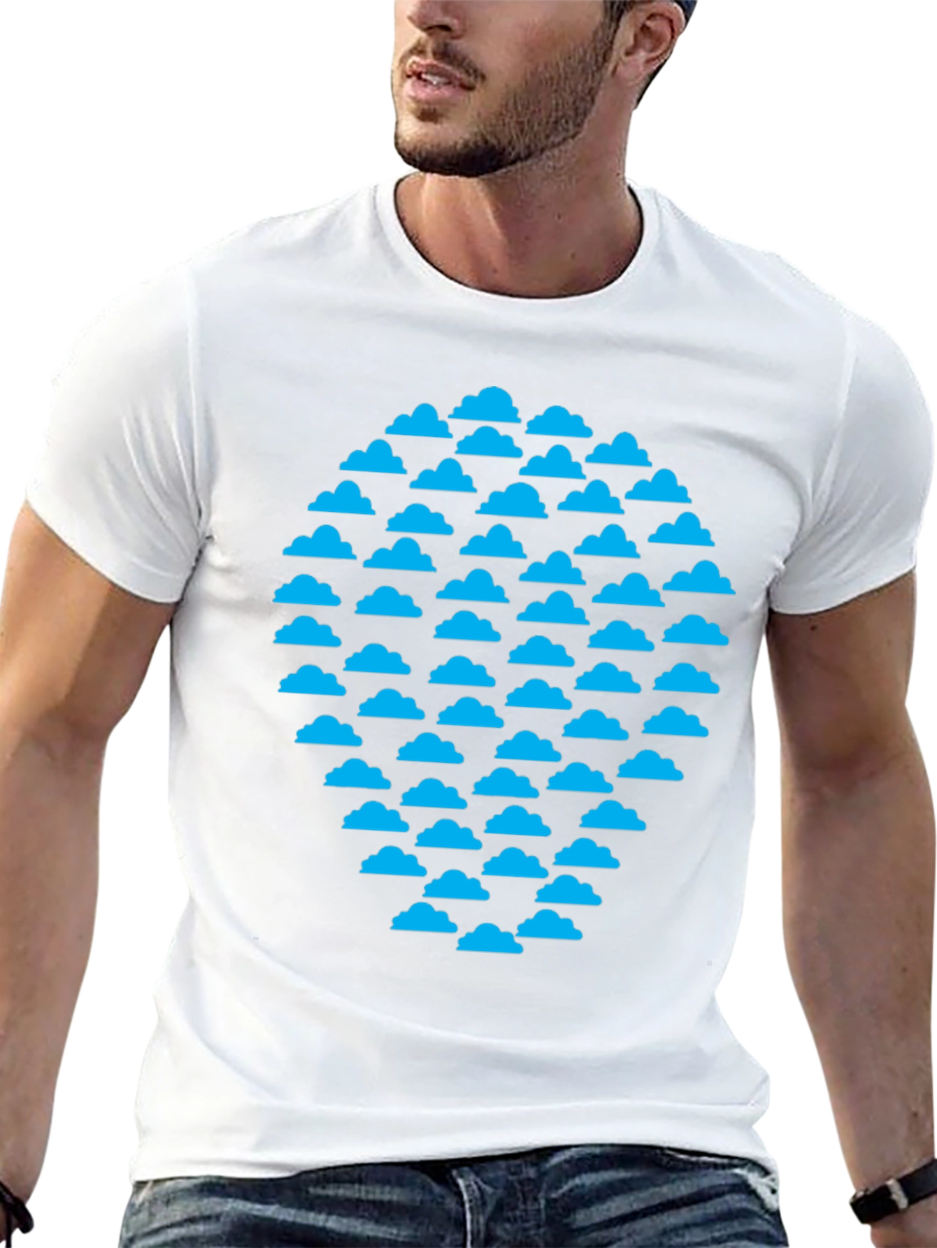 Cloud Pattern Black T-Shirt