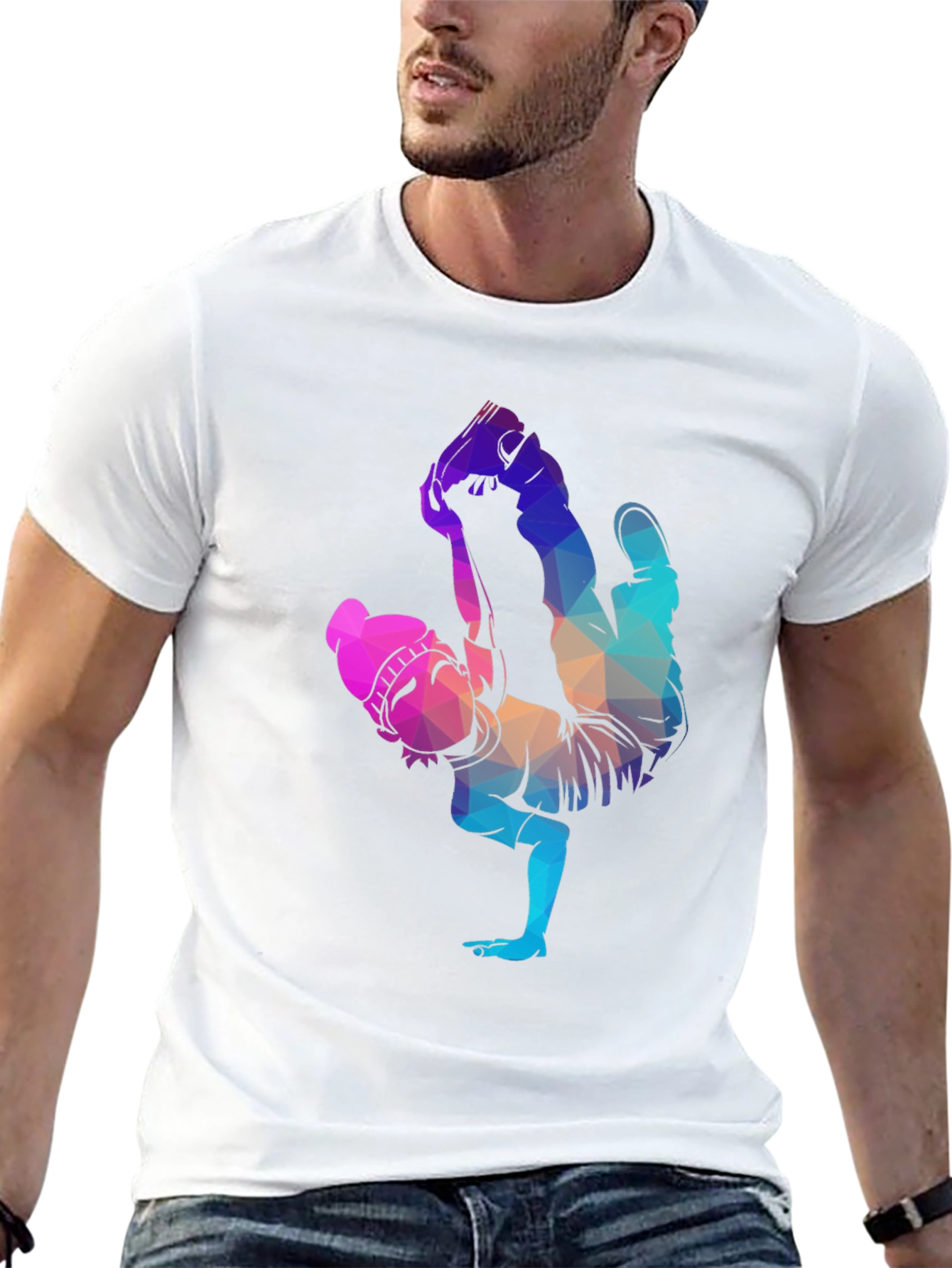 Geometric Dancer Graphic Tee - Unisex Black T-Shirt