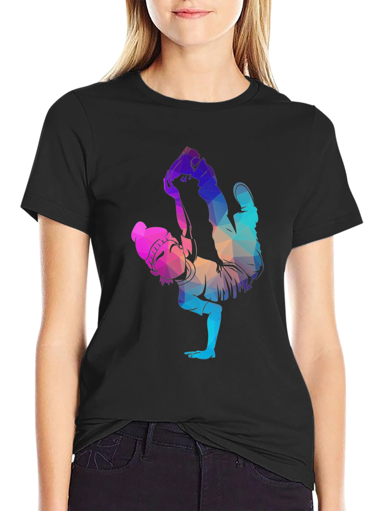 Geometric Dancer Graphic Tee - Unisex Black T-Shirt