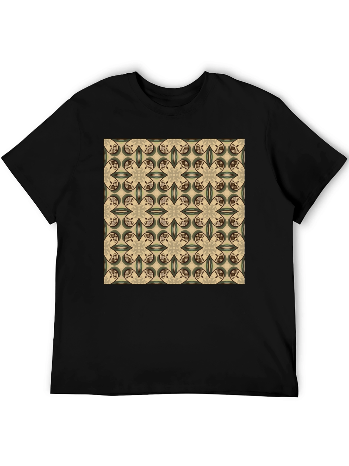 Patterned Graphic Print Crew Neck T-Shirt
