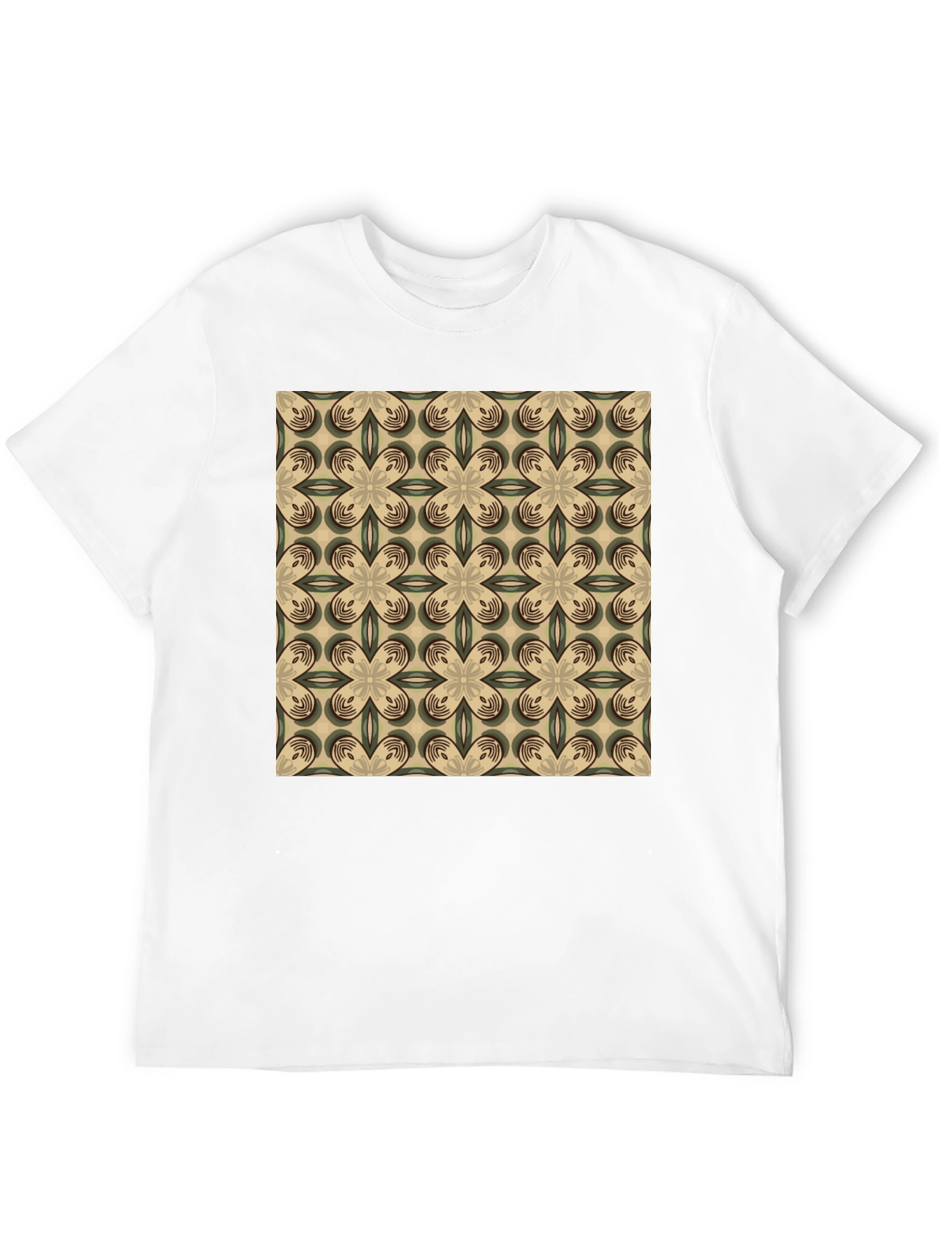 Patterned Graphic Print Crew Neck T-Shirt