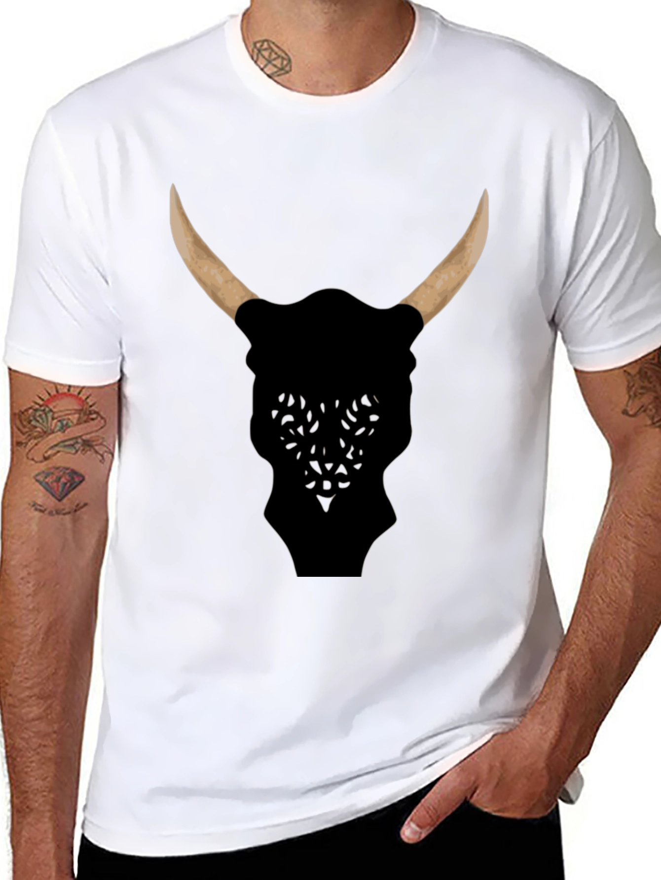 Bull Head Graphic Tee - Black Cotton