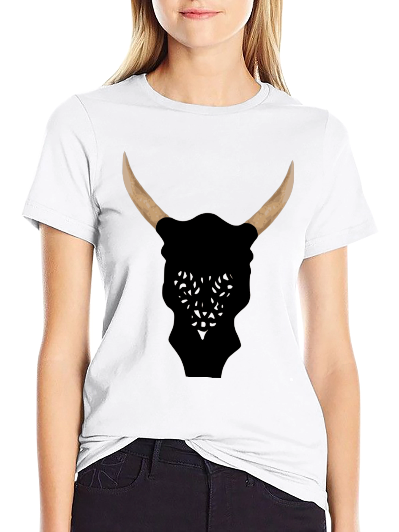 Bull Head Graphic Tee - Black Cotton