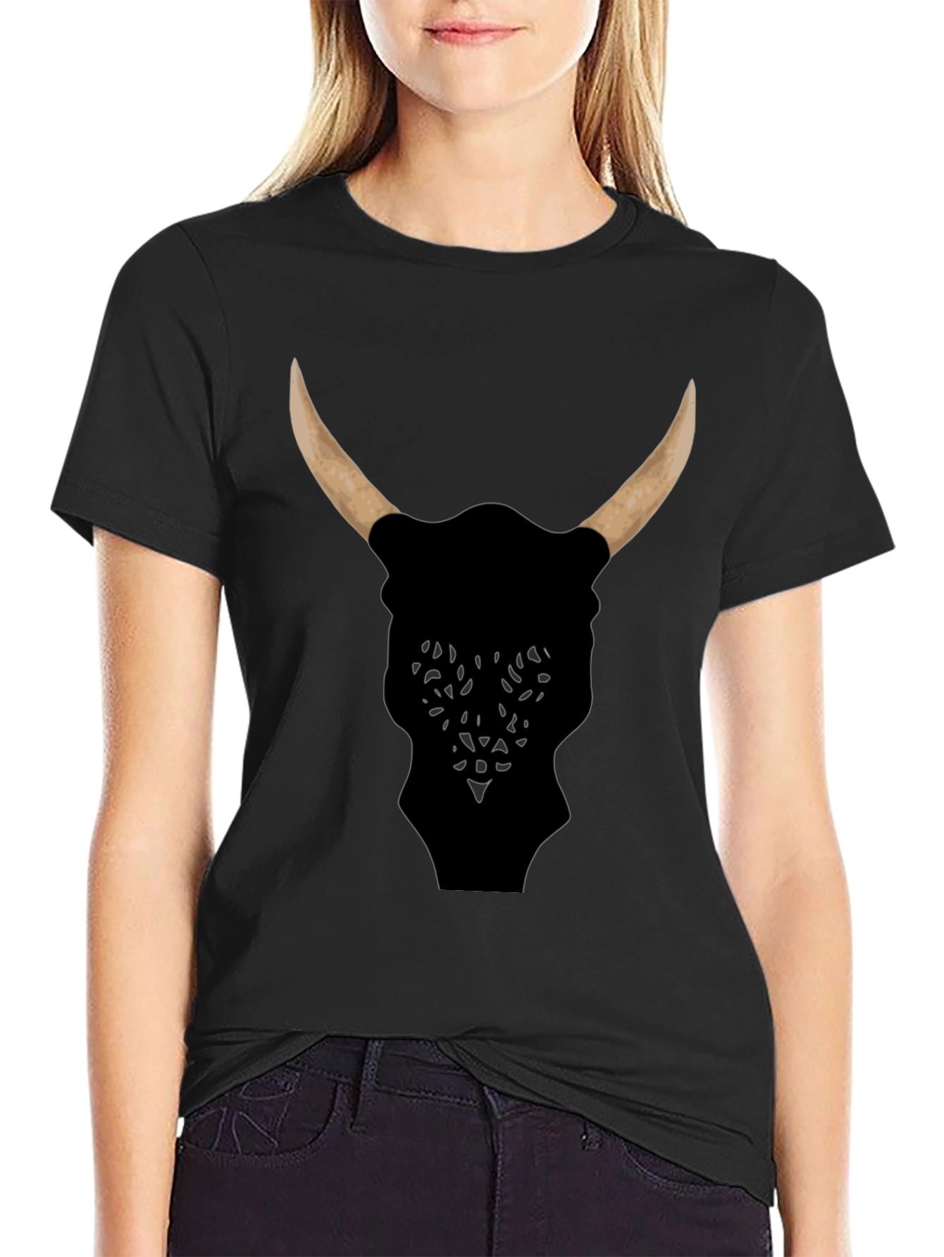 Bull Head Graphic Tee - Black Cotton