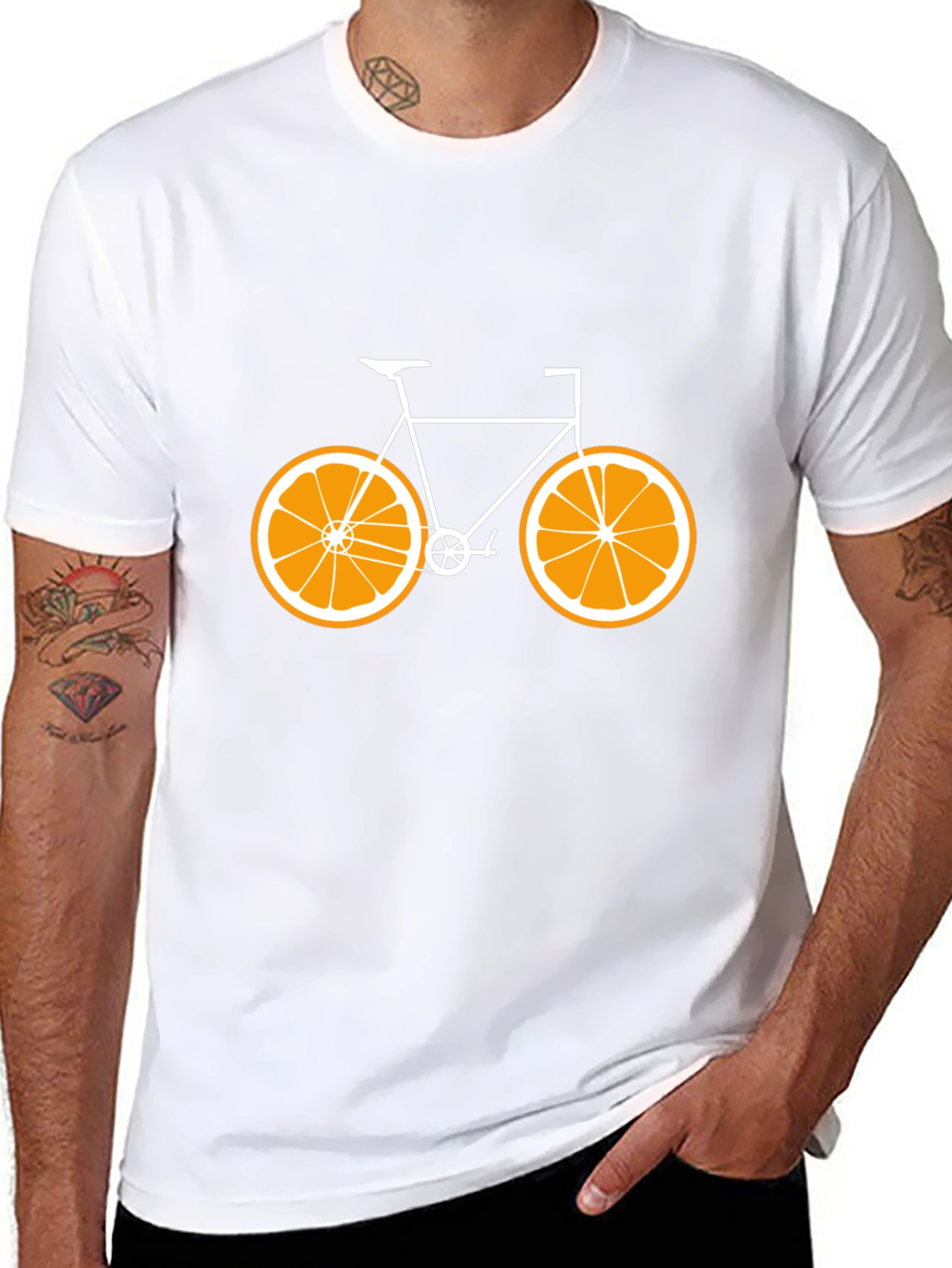 Orange Slice Bicycle Black T-Shirt