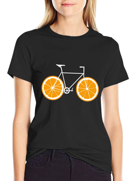 Orange Slice Bicycle Black T-Shirt
