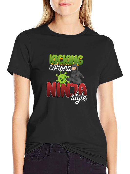 Kicking Corona Ninja Style T-Shirt