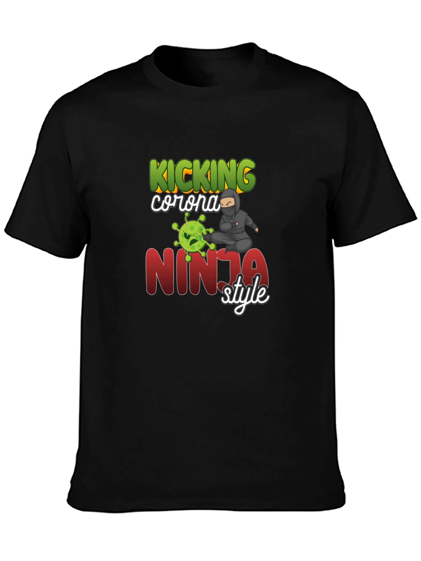 Kicking Corona Ninja Style T-Shirt