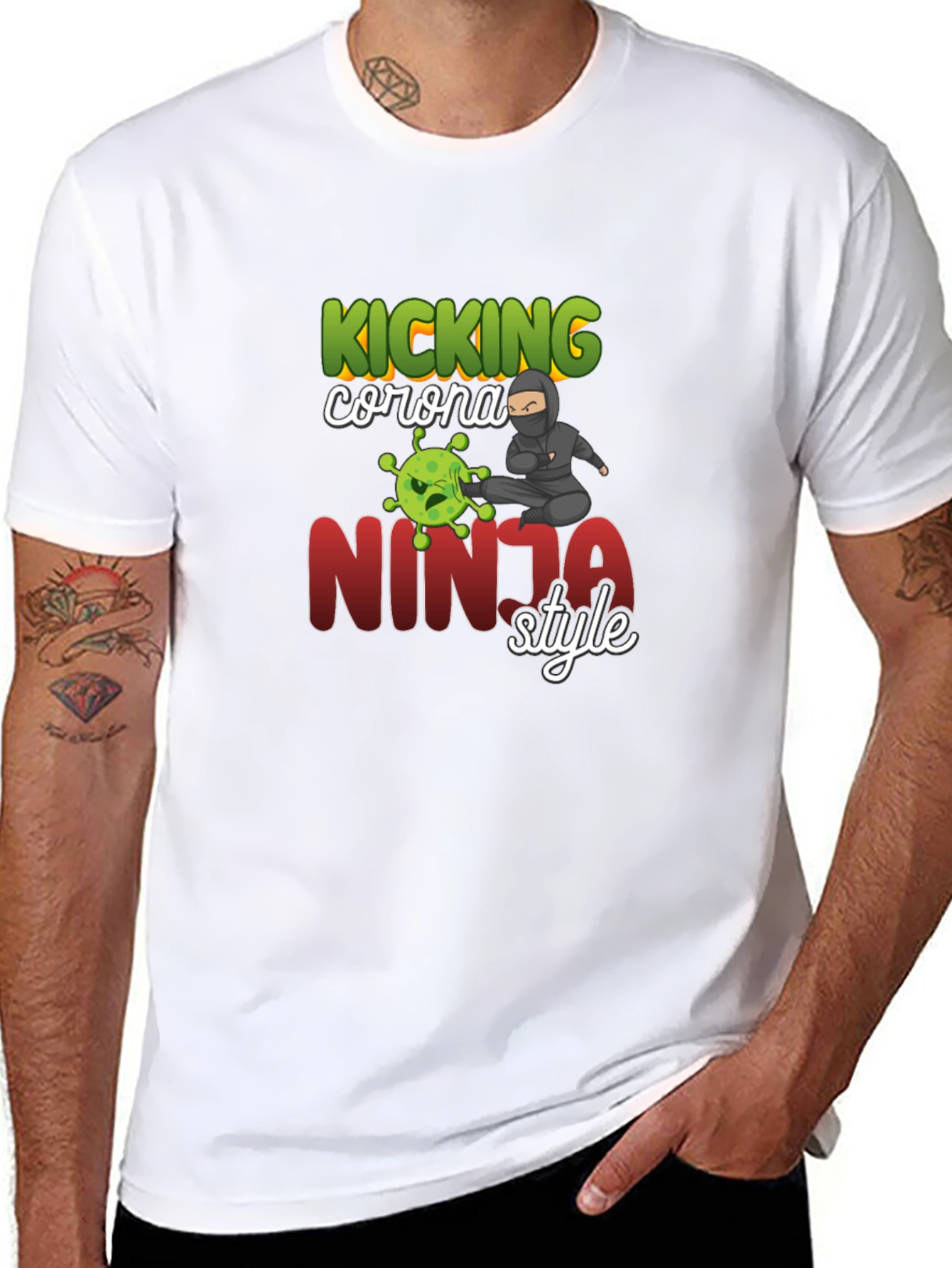 Kicking Corona Ninja Style T-Shirt