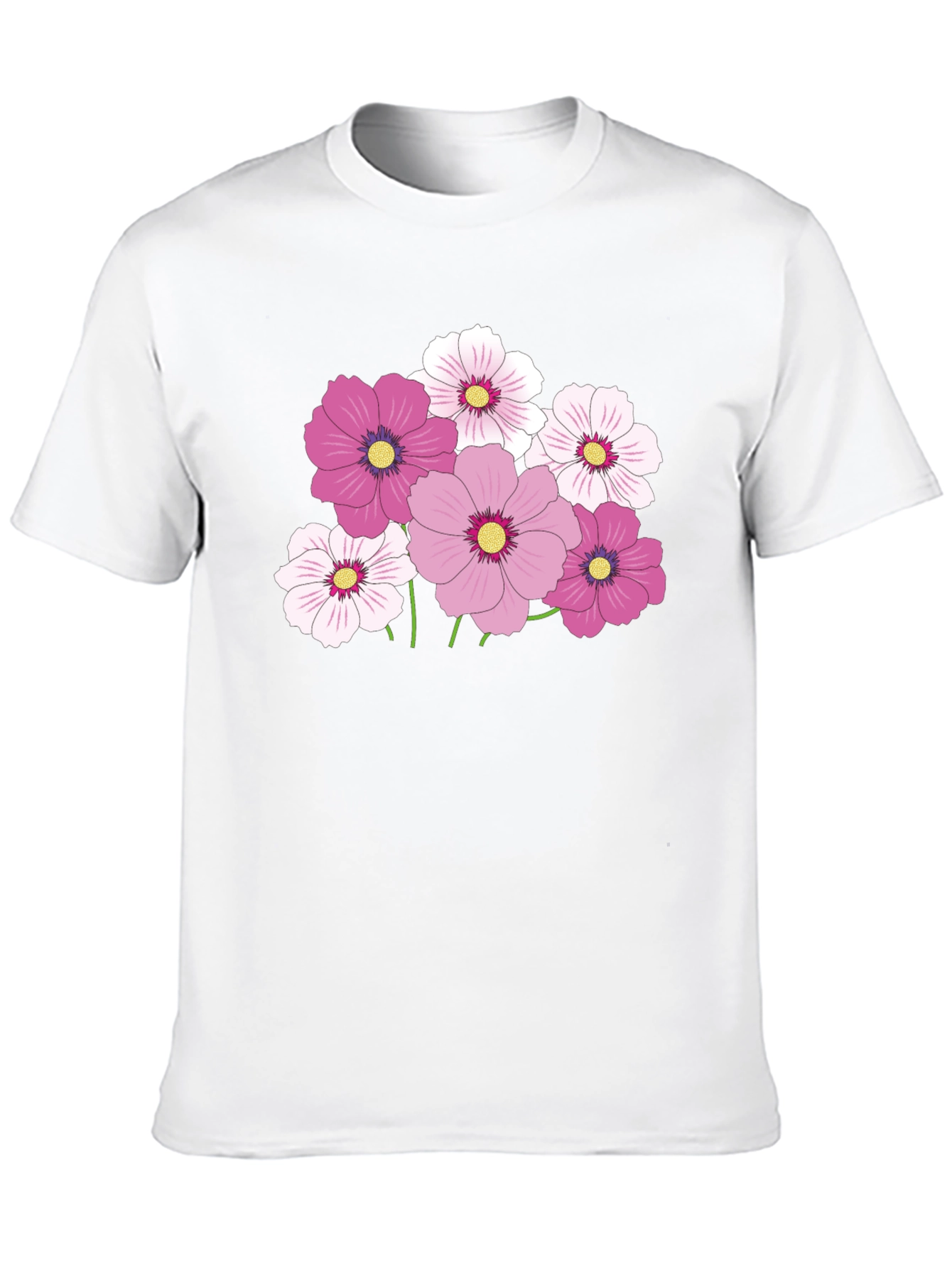 Floral Cosmos Graphic Black T-Shirt