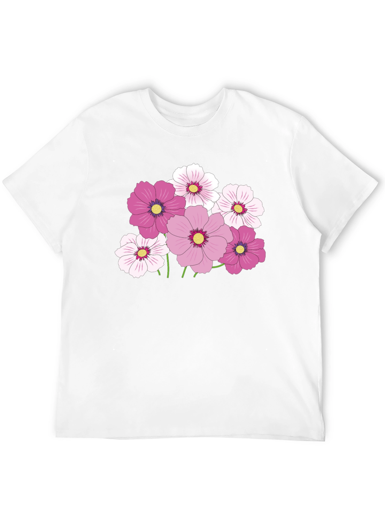 Floral Cosmos Graphic Black T-Shirt