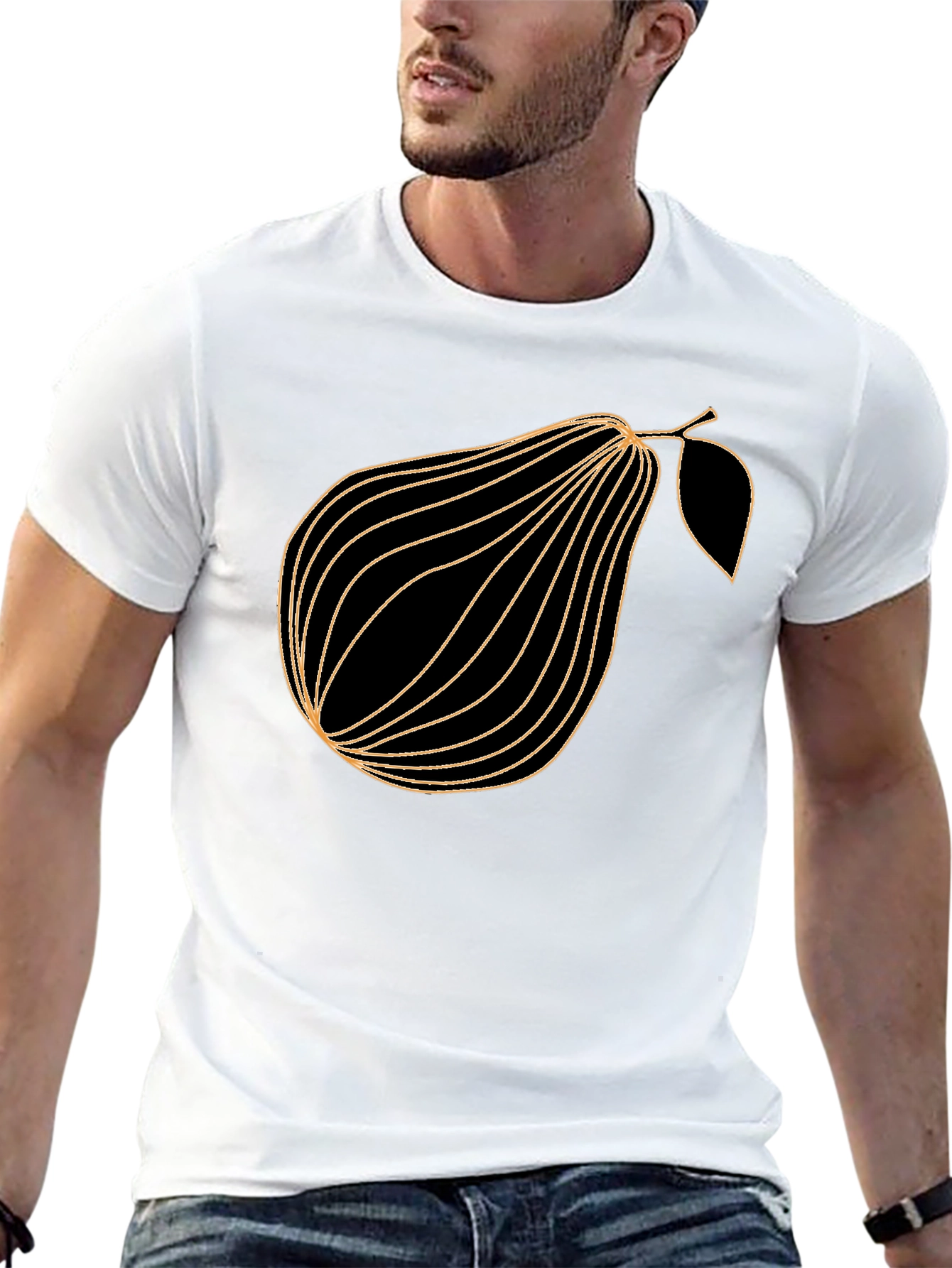 Mens Black Pear Graphic T-Shirt