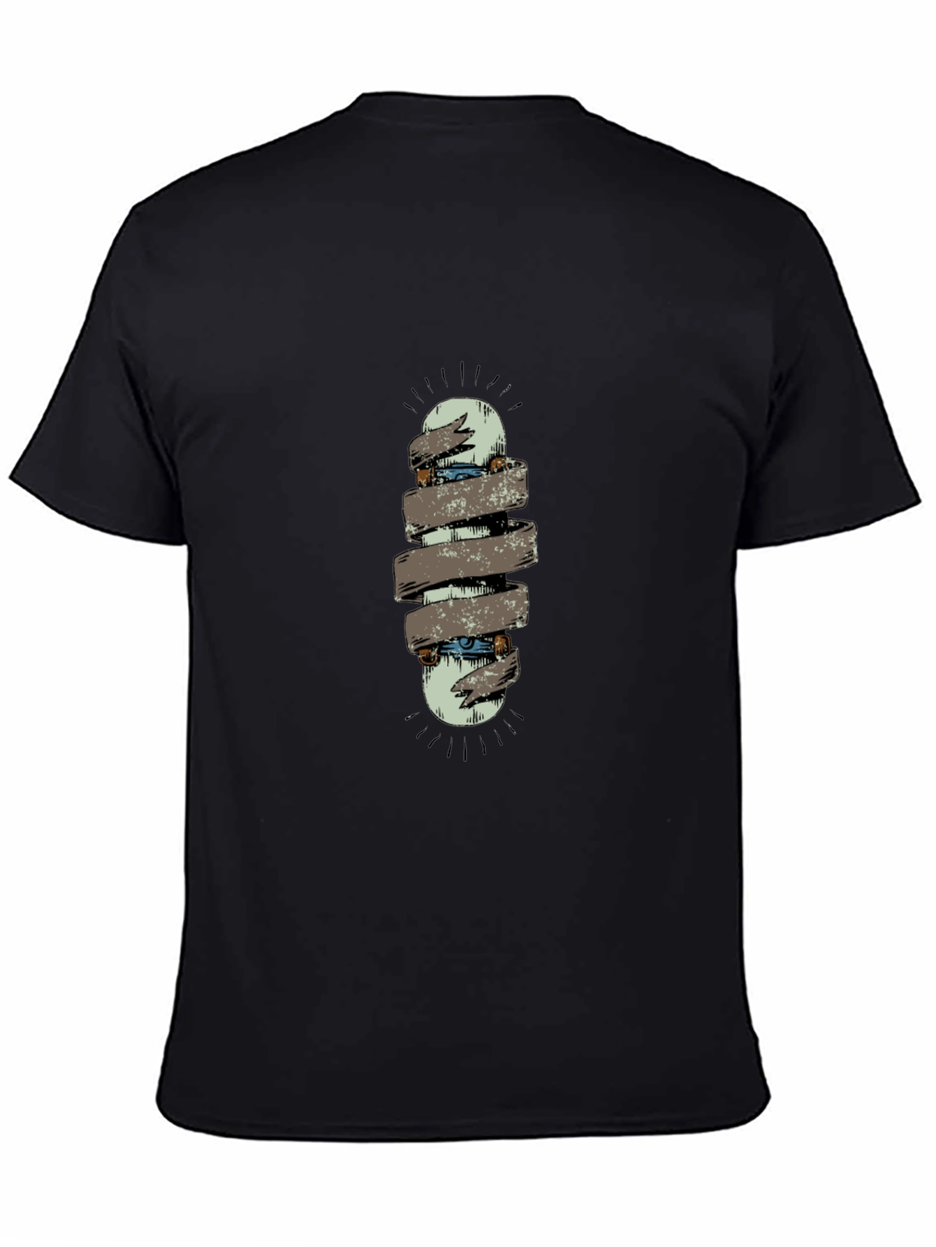 Skateboard Graphic Tee - Black Cotton Casual Shirt