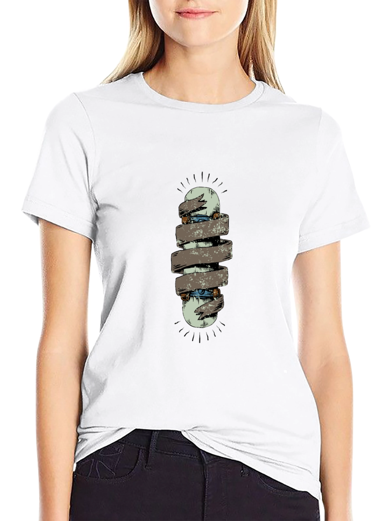 Skateboard Graphic Tee - Black Cotton Casual Shirt