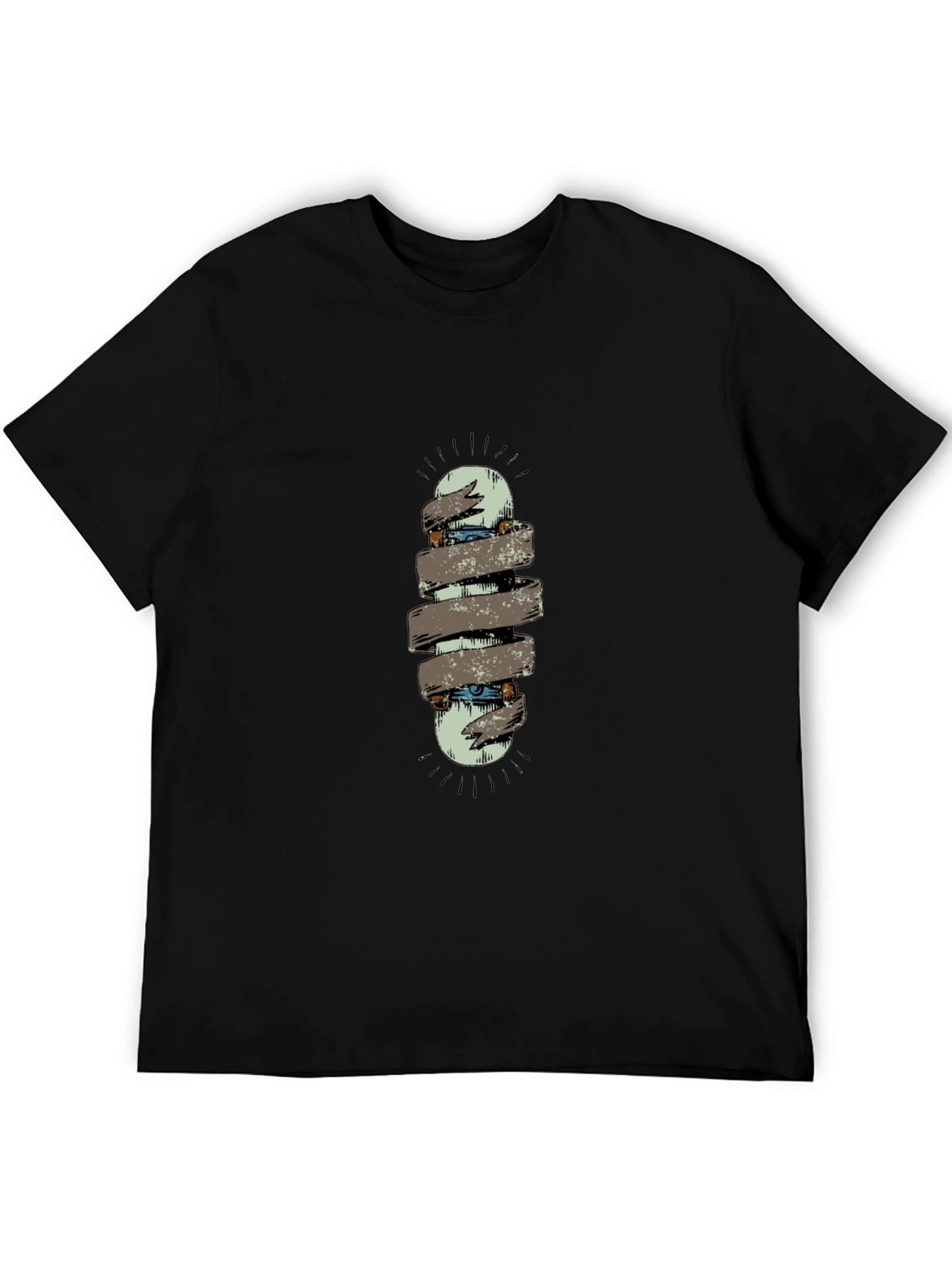 Skateboard Graphic Tee - Black Cotton Casual Shirt