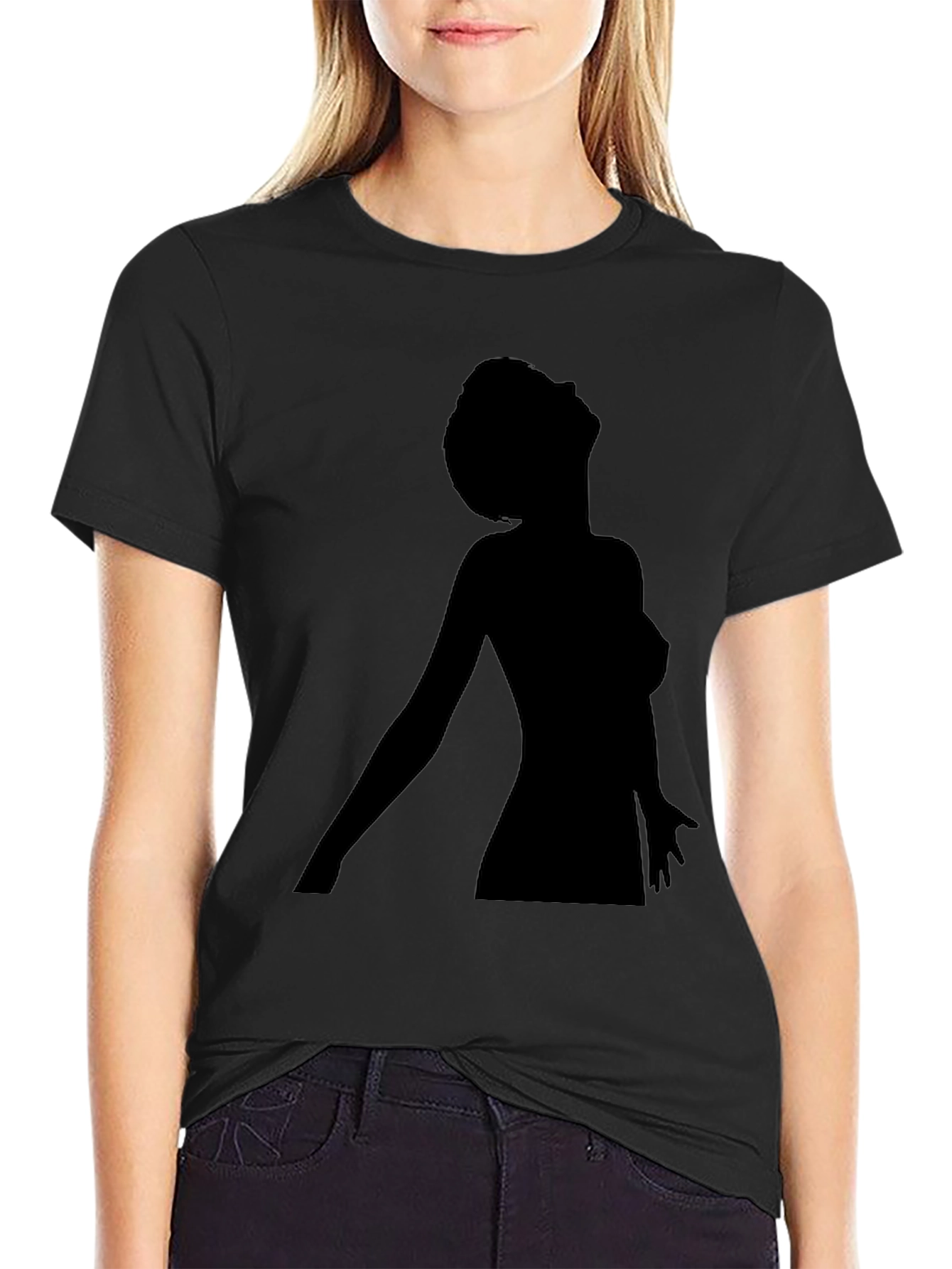 Silhouette Graphic Tee - Black Cotton Blend Shirt