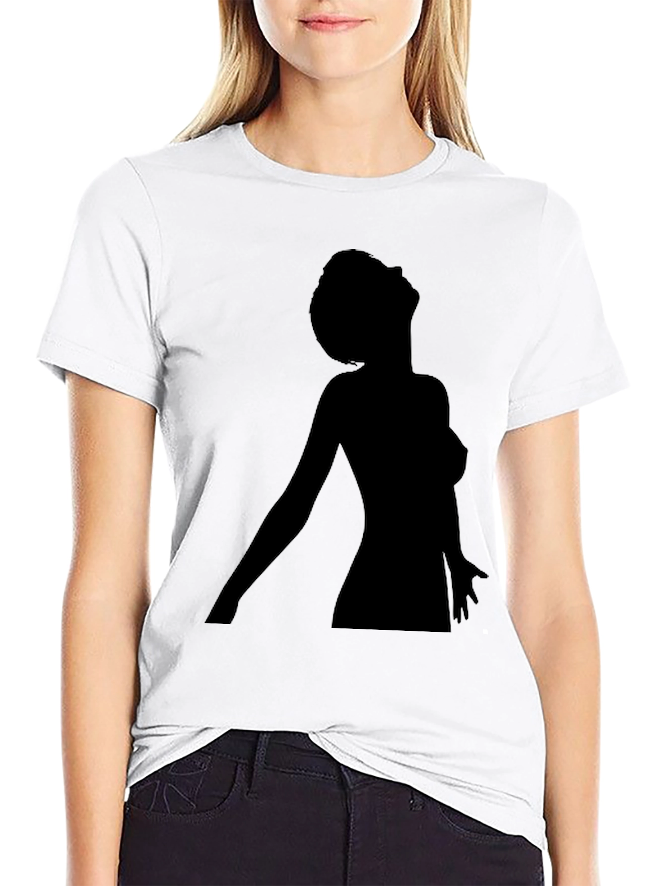 Silhouette Graphic Tee - Black Cotton Blend Shirt