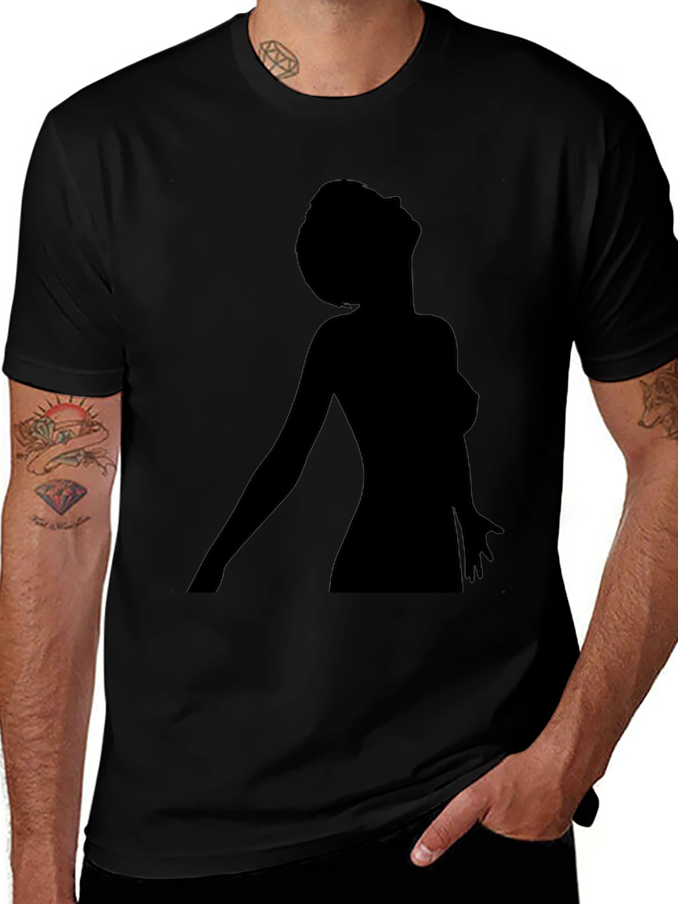 Silhouette Graphic Tee - Black Cotton Blend Shirt