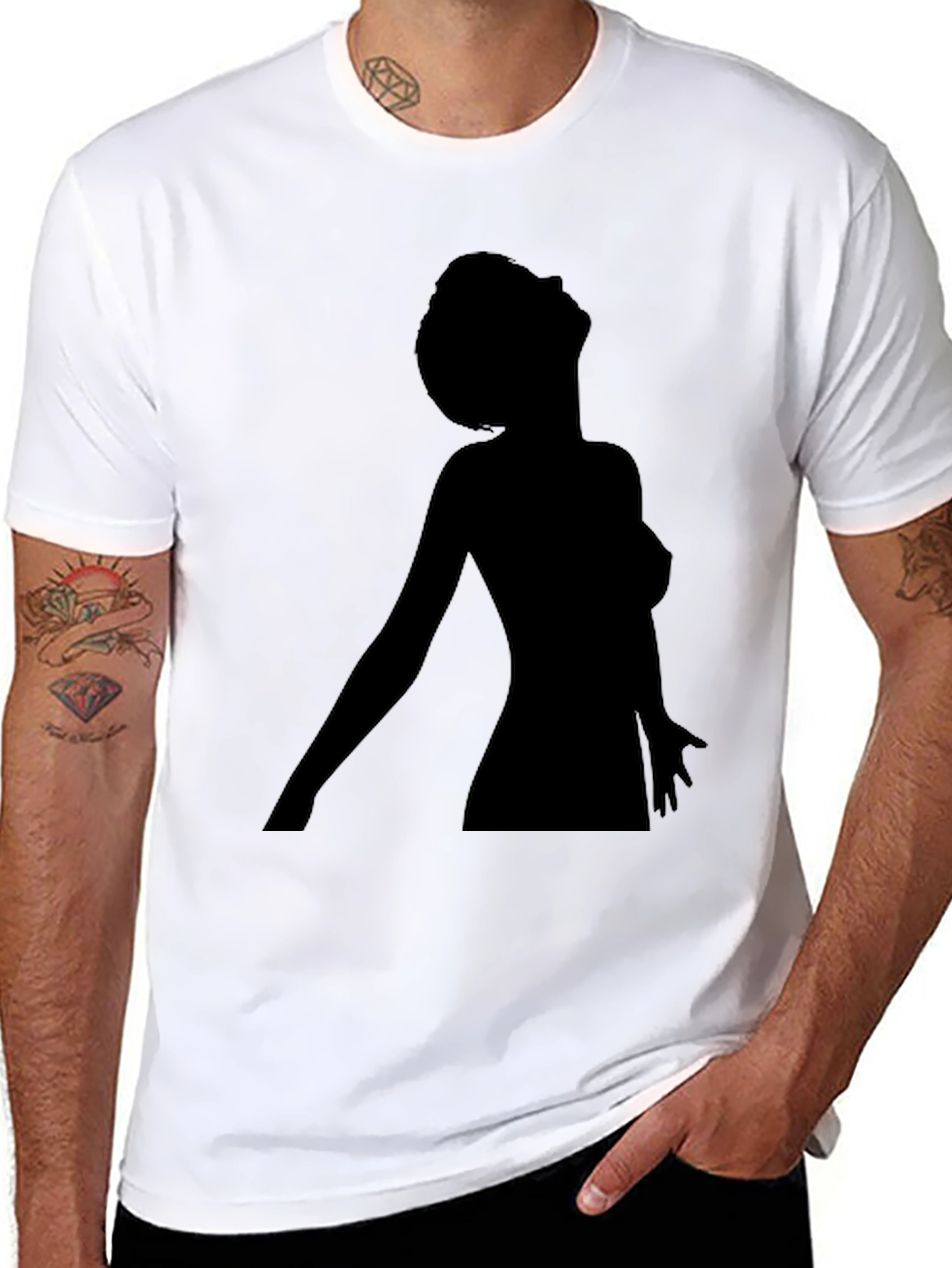 Silhouette Graphic Tee - Black Cotton Blend Shirt