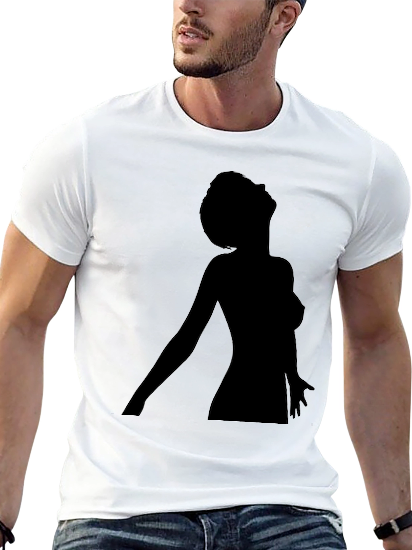 Silhouette Graphic Tee - Black Cotton Blend Shirt