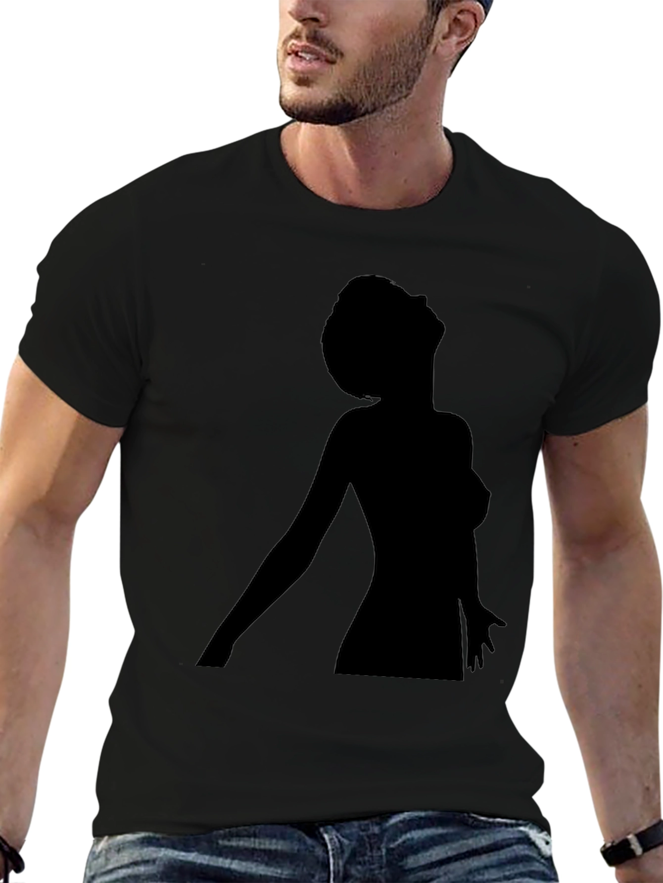 Silhouette Graphic Tee - Black Cotton Blend Shirt