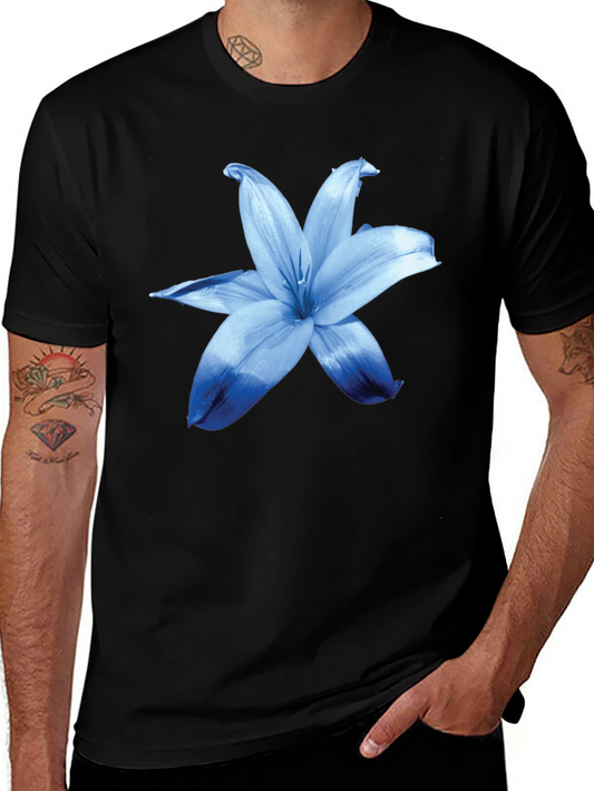 Blue Lily Graphic T-Shirt - Stylish Floral Tee