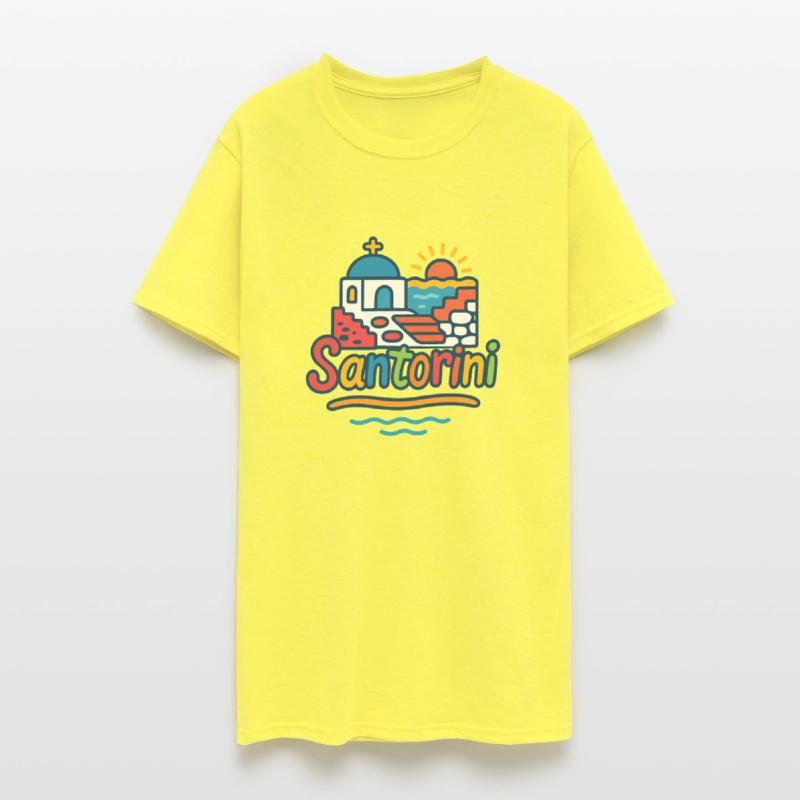 Colorful Graphic of Santorini in Greece